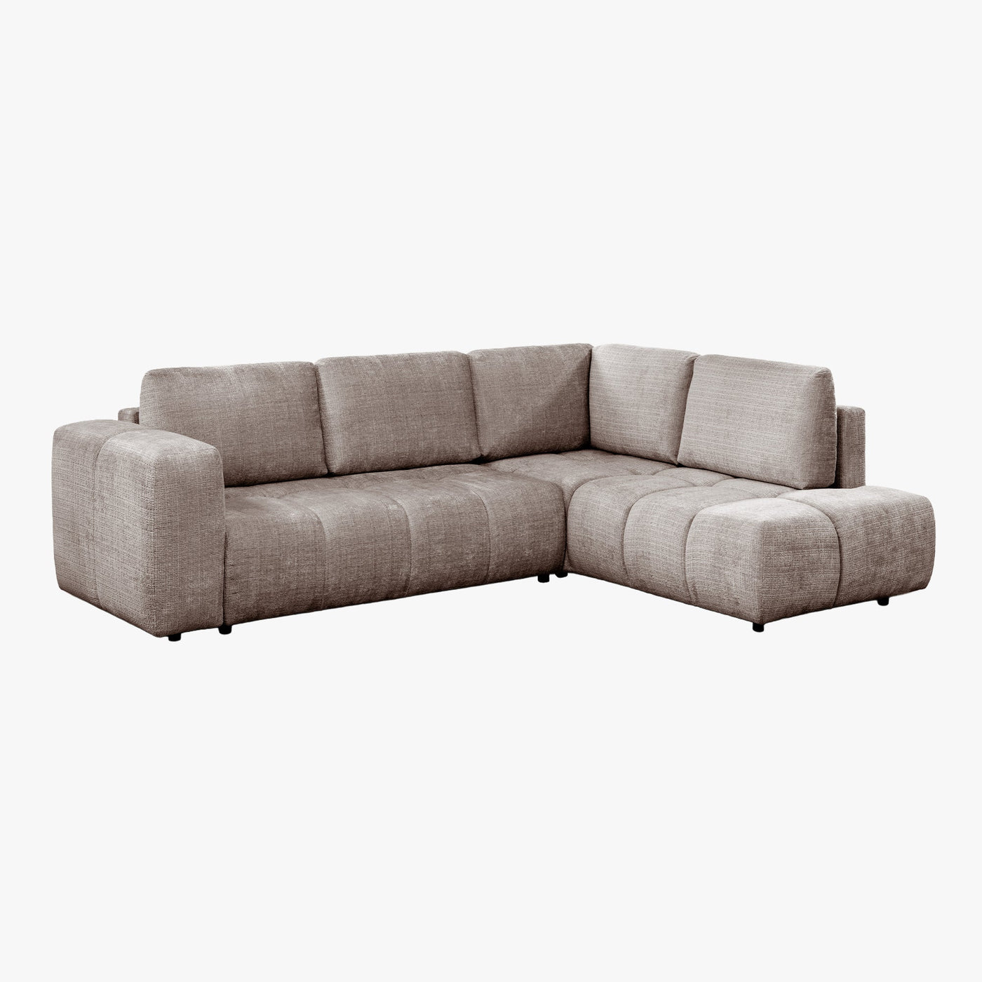 FANY Canapé d'angle convertible en tissu taupe - Angle droit - Canapé d'angle convertible - Mobilier Deco