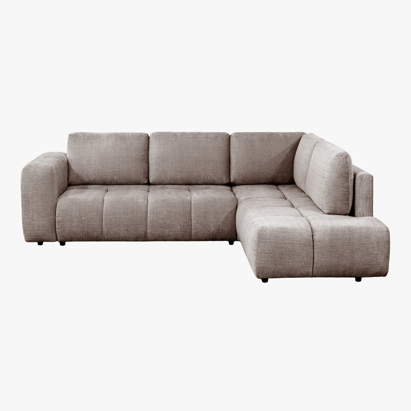 FANY Canapé d'angle convertible en tissu taupe - Angle droit - Canapé d'angle convertible - Mobilier Deco
