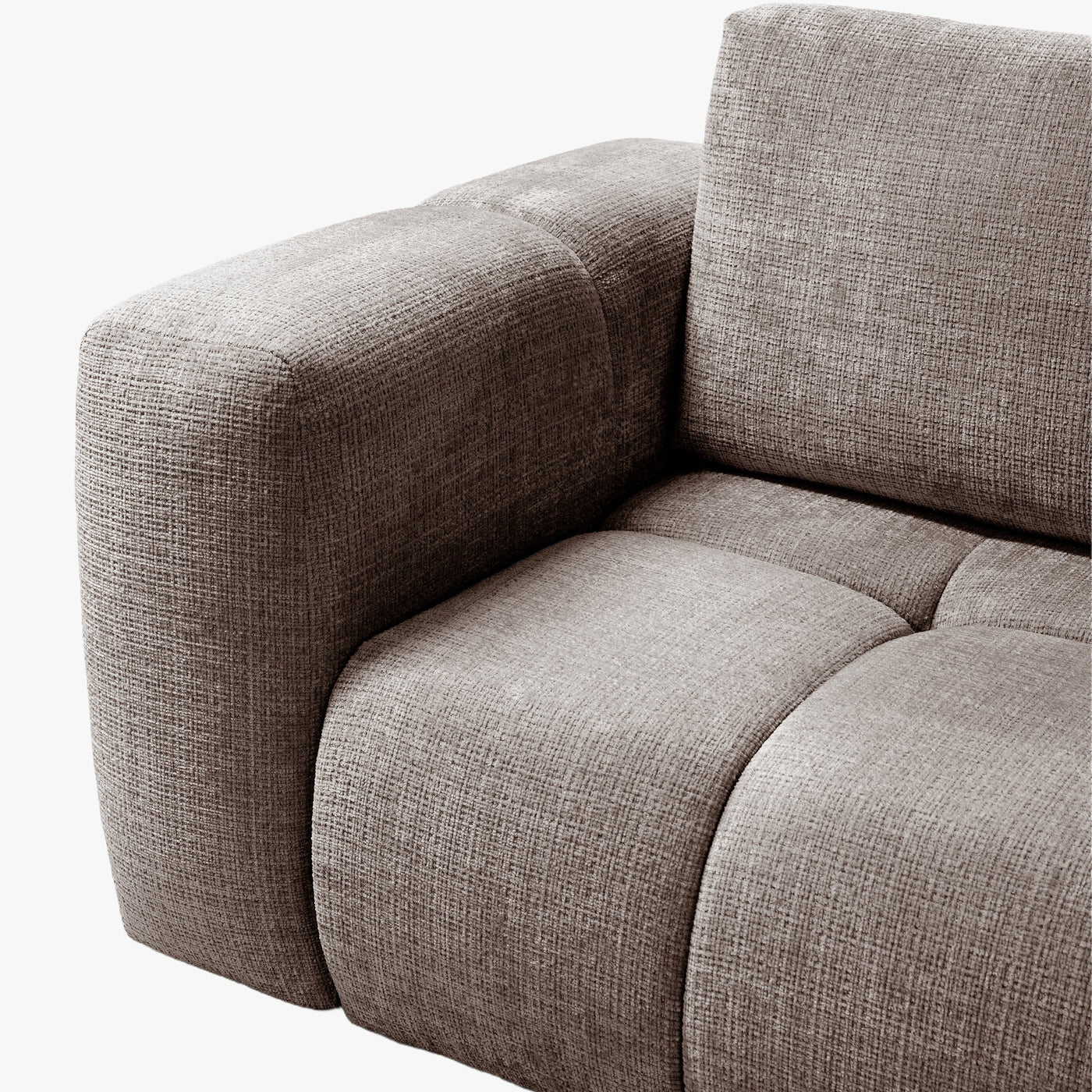 FANY Canapé d'angle convertible en tissu taupe - Angle droit - Canapé d'angle convertible - Mobilier Deco