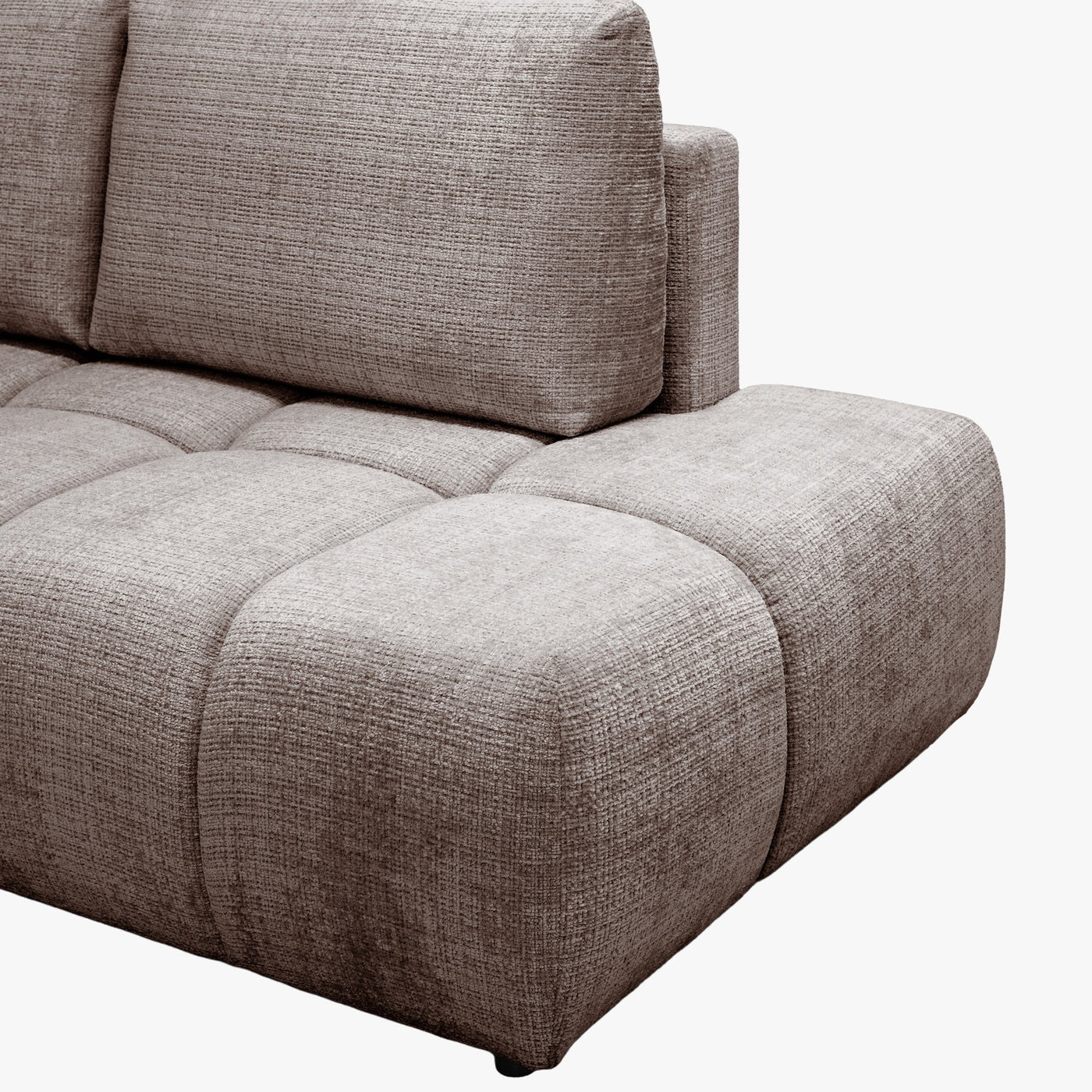 FANY Canapé d'angle convertible en tissu taupe - Angle droit - Canapé d'angle convertible - Mobilier Deco