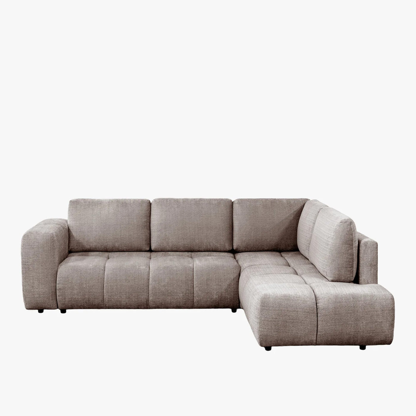 FANY Canapé d'angle convertible en tissu taupe - Angle droit - Canapé d'angle convertible - Mobilier Deco