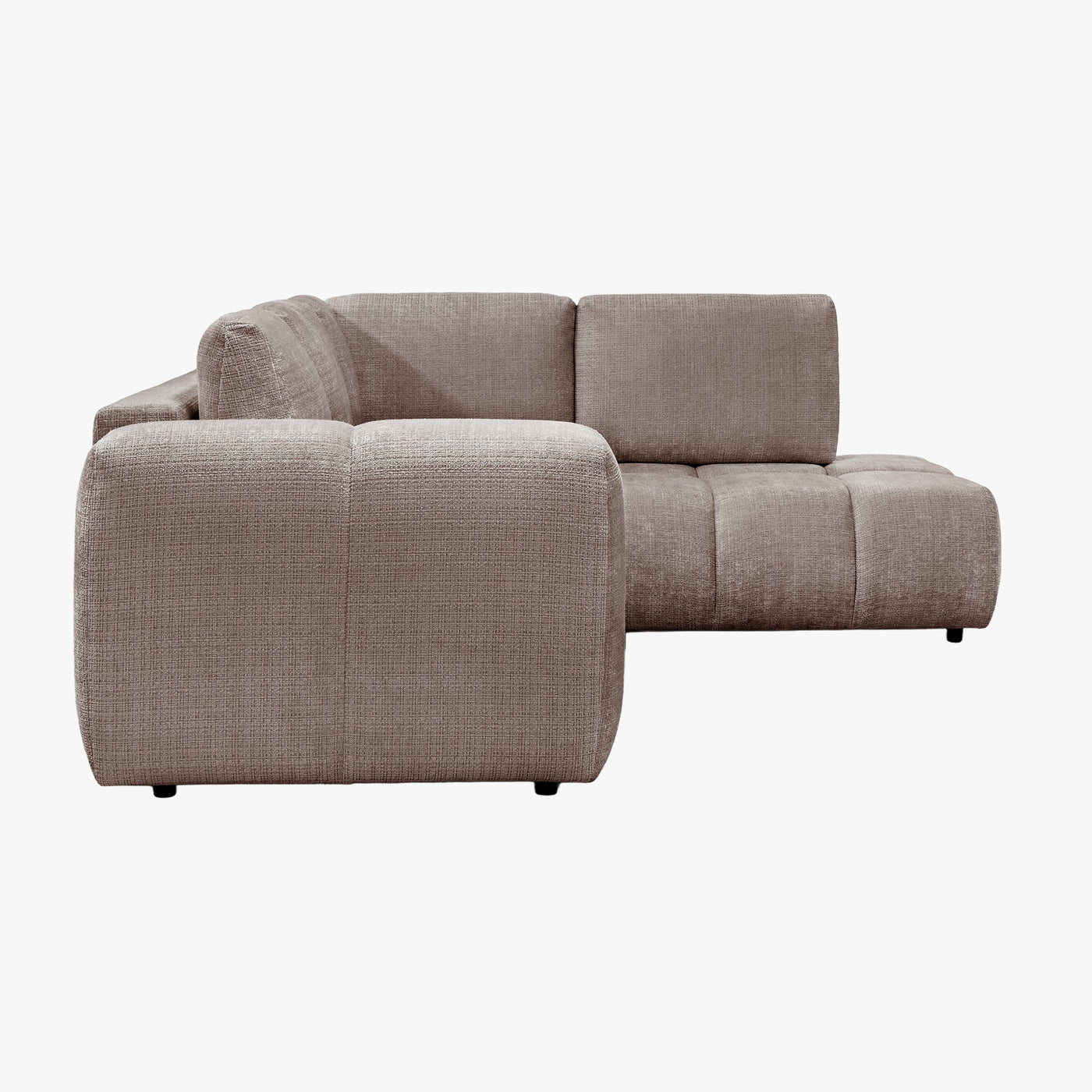 FANY Canapé d'angle convertible en tissu taupe - Angle droit - Canapé d'angle convertible - Mobilier Deco