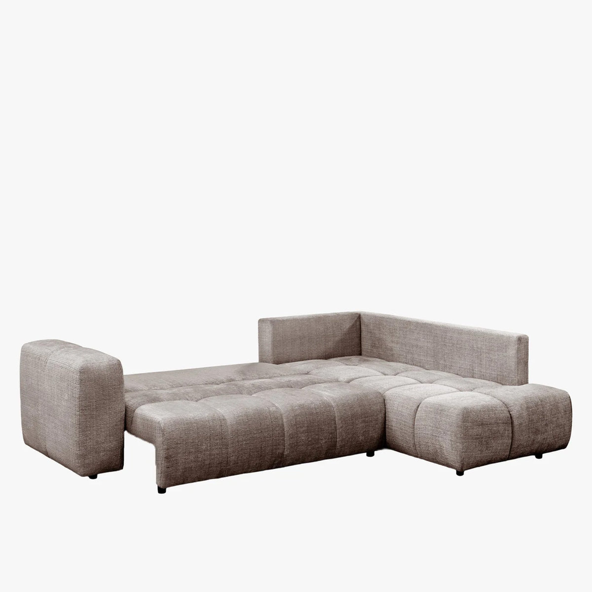 FANY Canapé d'angle convertible en tissu taupe - Angle droit - Canapé d'angle convertible - Mobilier Deco