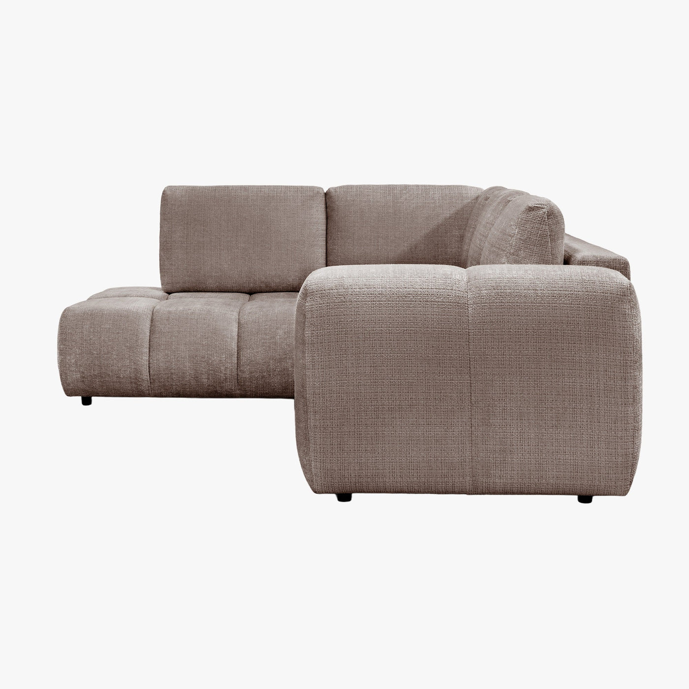 FANY Canapé d'angle convertible en tissu taupe - Angle gauche - Canapé d'angle convertible - Mobilier Deco