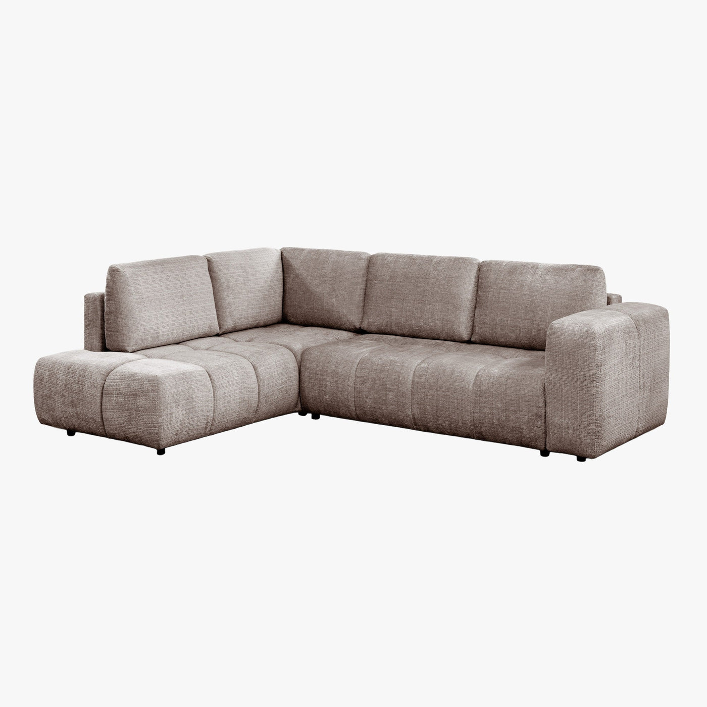 FANY Canapé d'angle convertible en tissu taupe - Angle gauche - Canapé d'angle convertible - Mobilier Deco