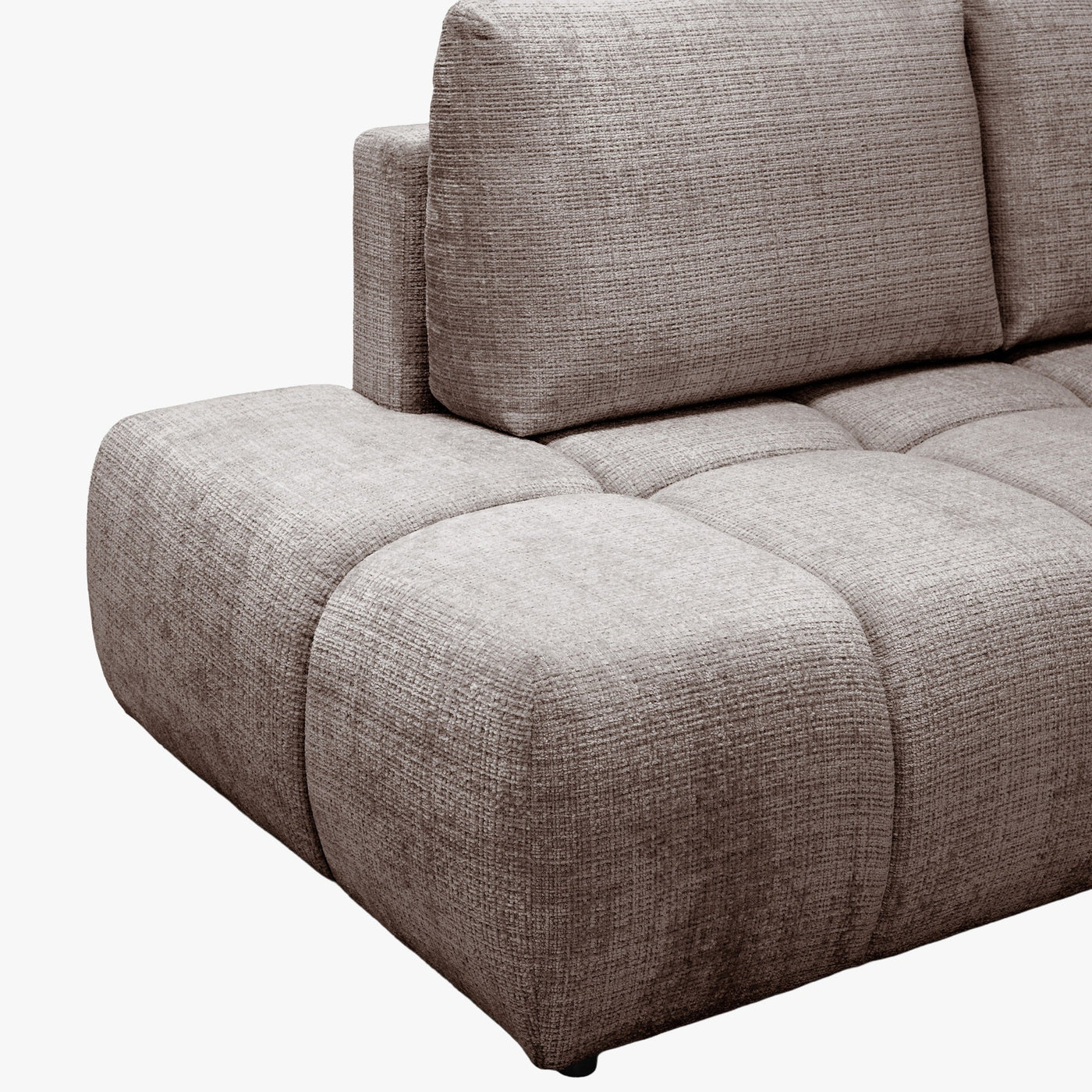 FANY Canapé d'angle convertible en tissu taupe - Angle gauche - Canapé d'angle convertible - Mobilier Deco