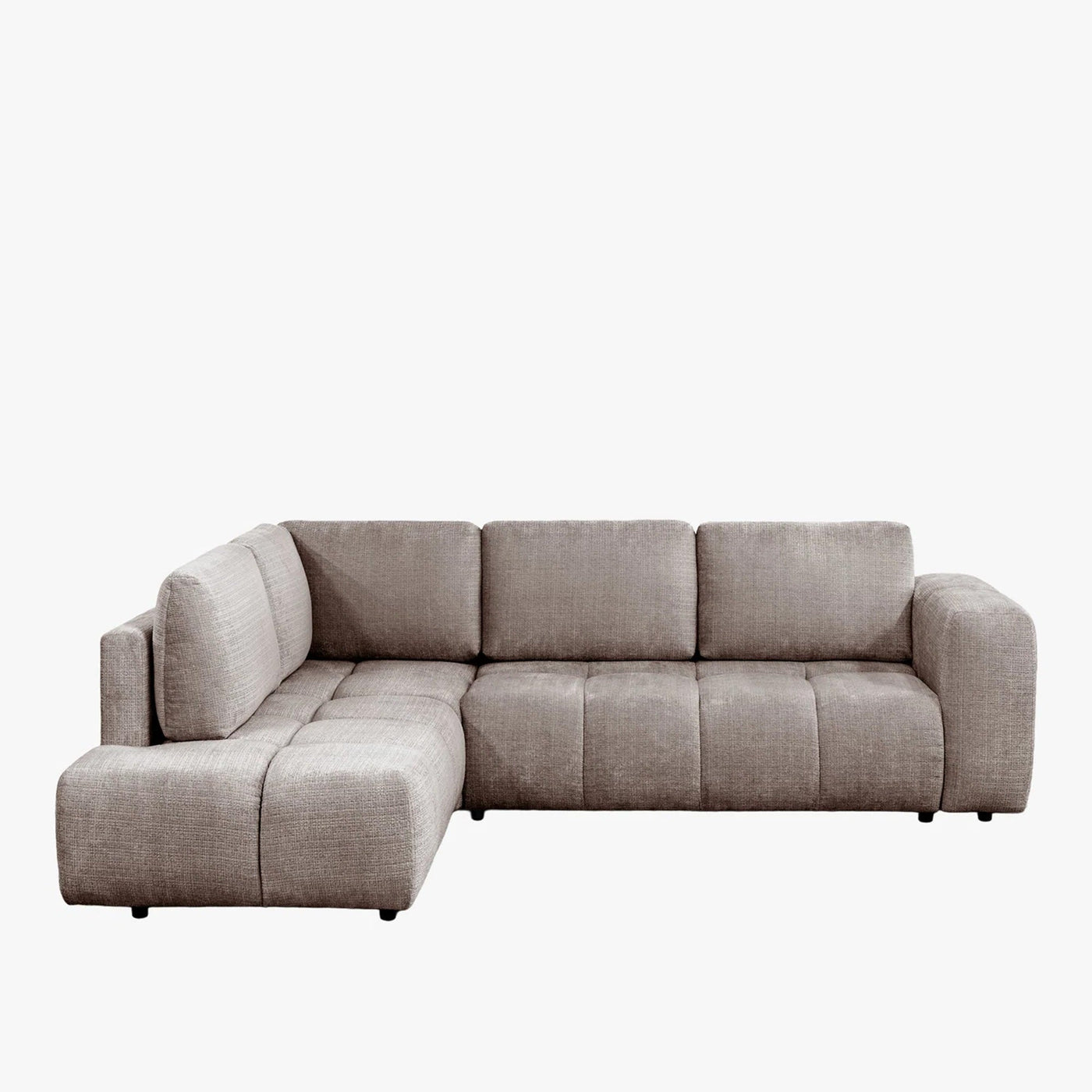 FANY Canapé d'angle convertible en tissu taupe - Angle gauche - Canapé d'angle convertible - Mobilier Deco