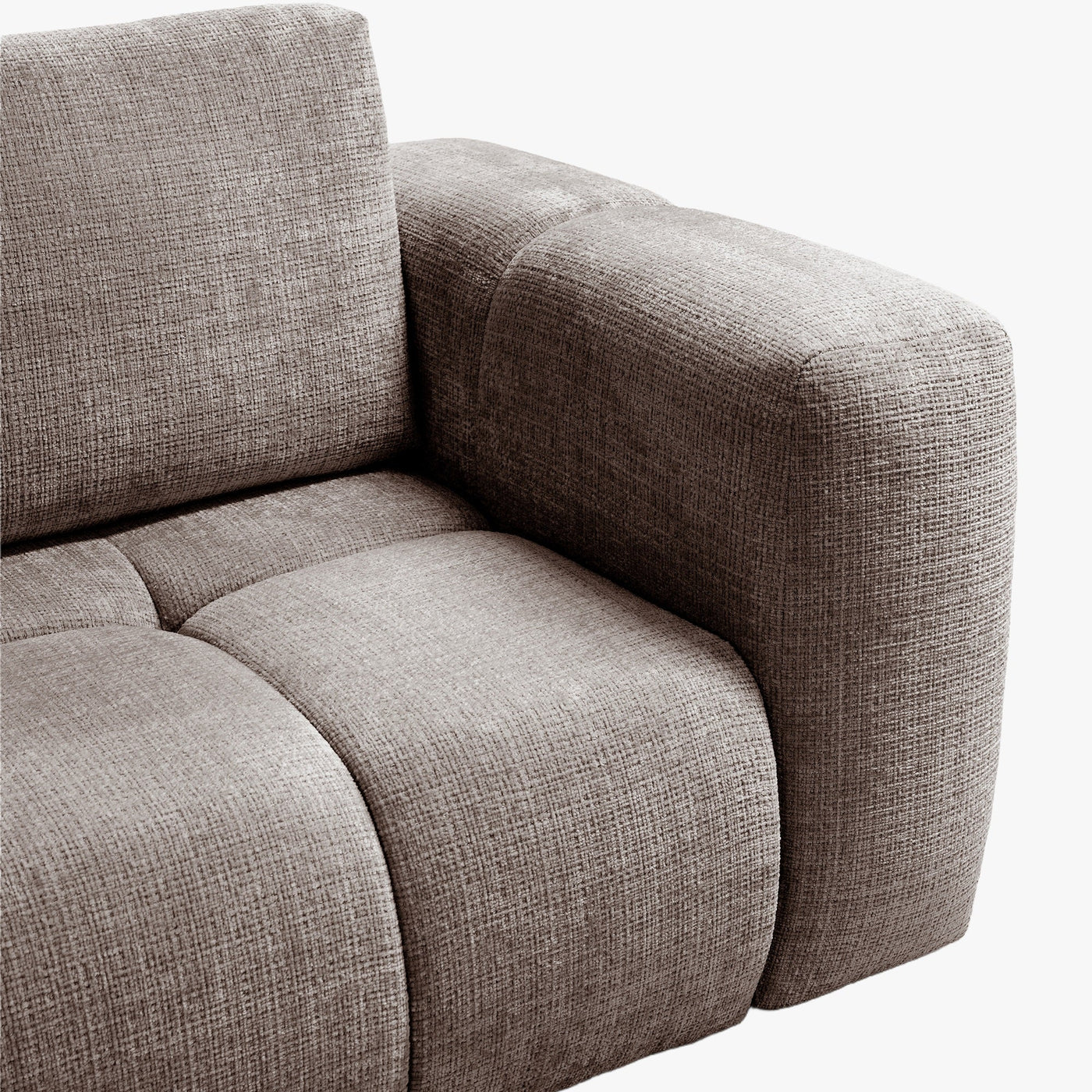 FANY Canapé d'angle convertible en tissu taupe - Angle gauche - Canapé d'angle convertible - Mobilier Deco