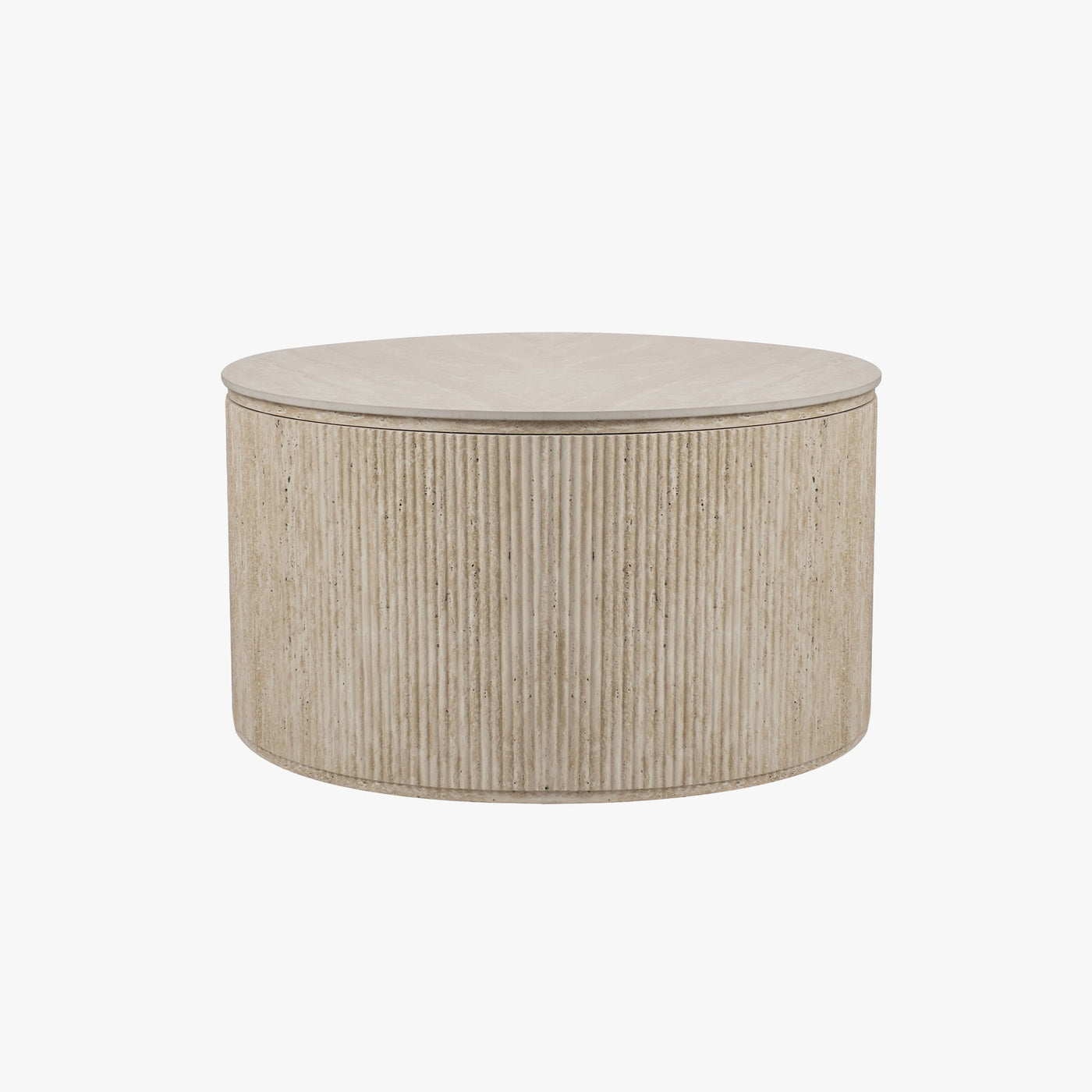 FARA Lot de 2 tables basses rondes plateau en céramique beige - Table basse - Mobilier Deco