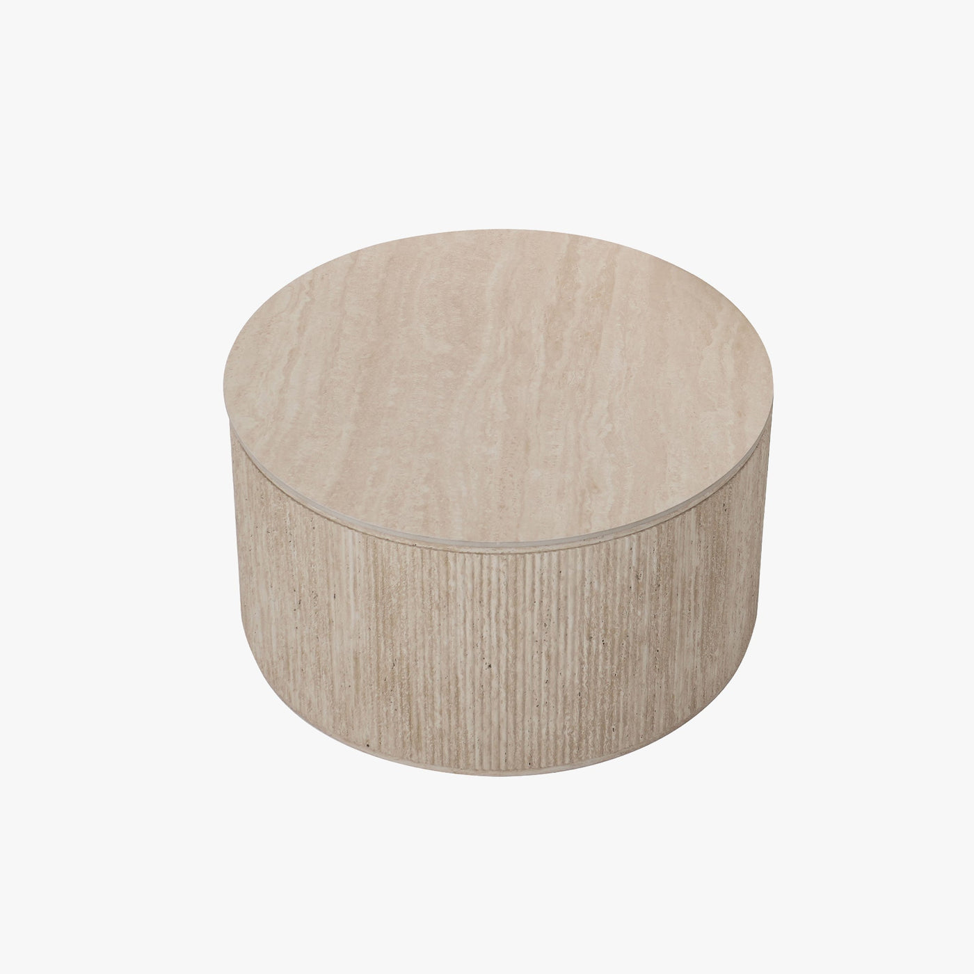 FARA Lot de 2 tables basses rondes plateau en céramique beige - Table basse - Mobilier Deco