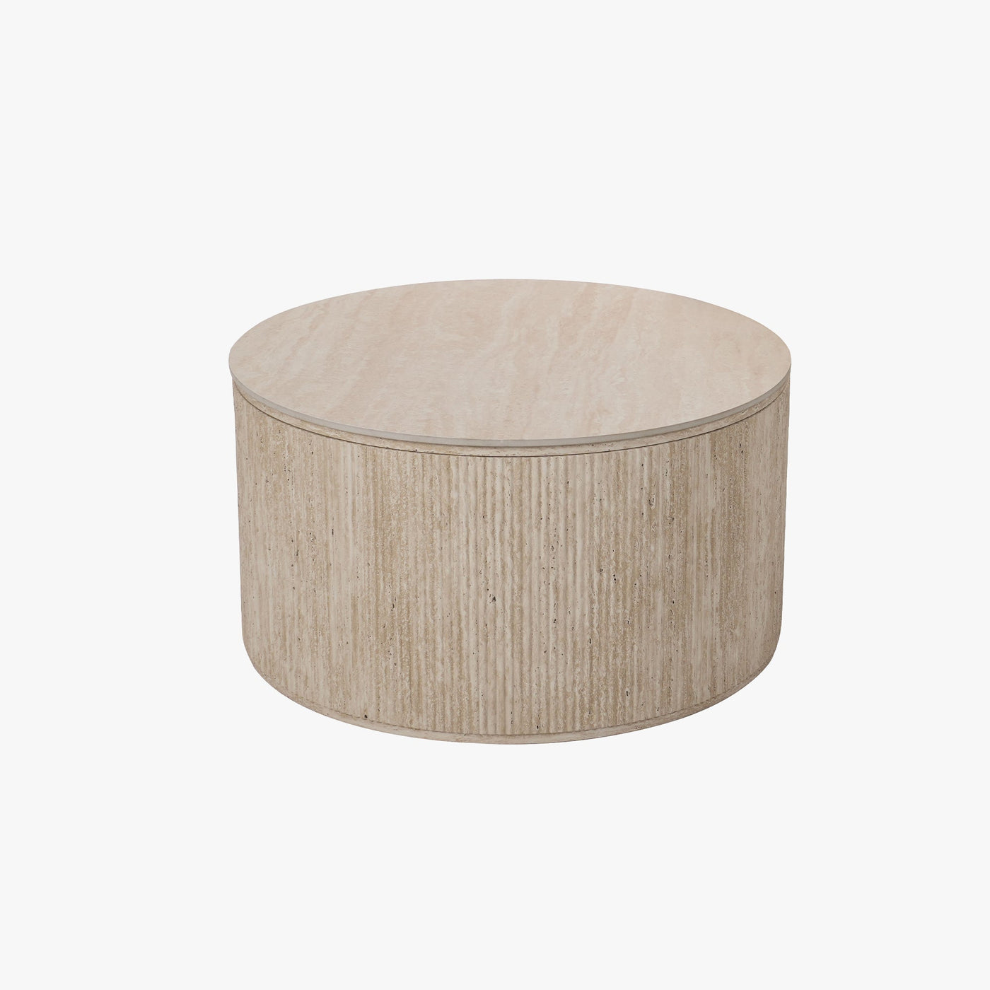 FARA Lot de 2 tables basses rondes plateau en céramique beige - Table basse - Mobilier Deco
