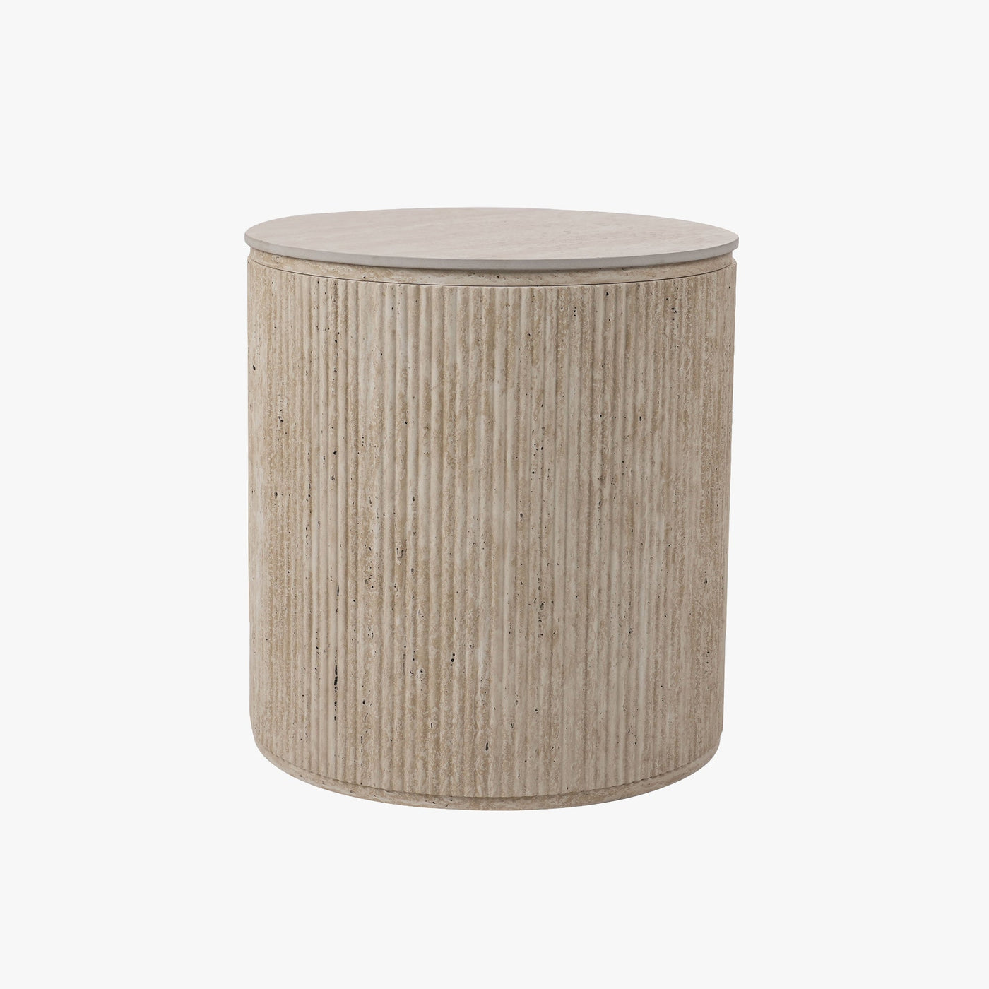 FARA Lot de 2 tables basses rondes plateau en céramique beige - Table basse - Mobilier Deco