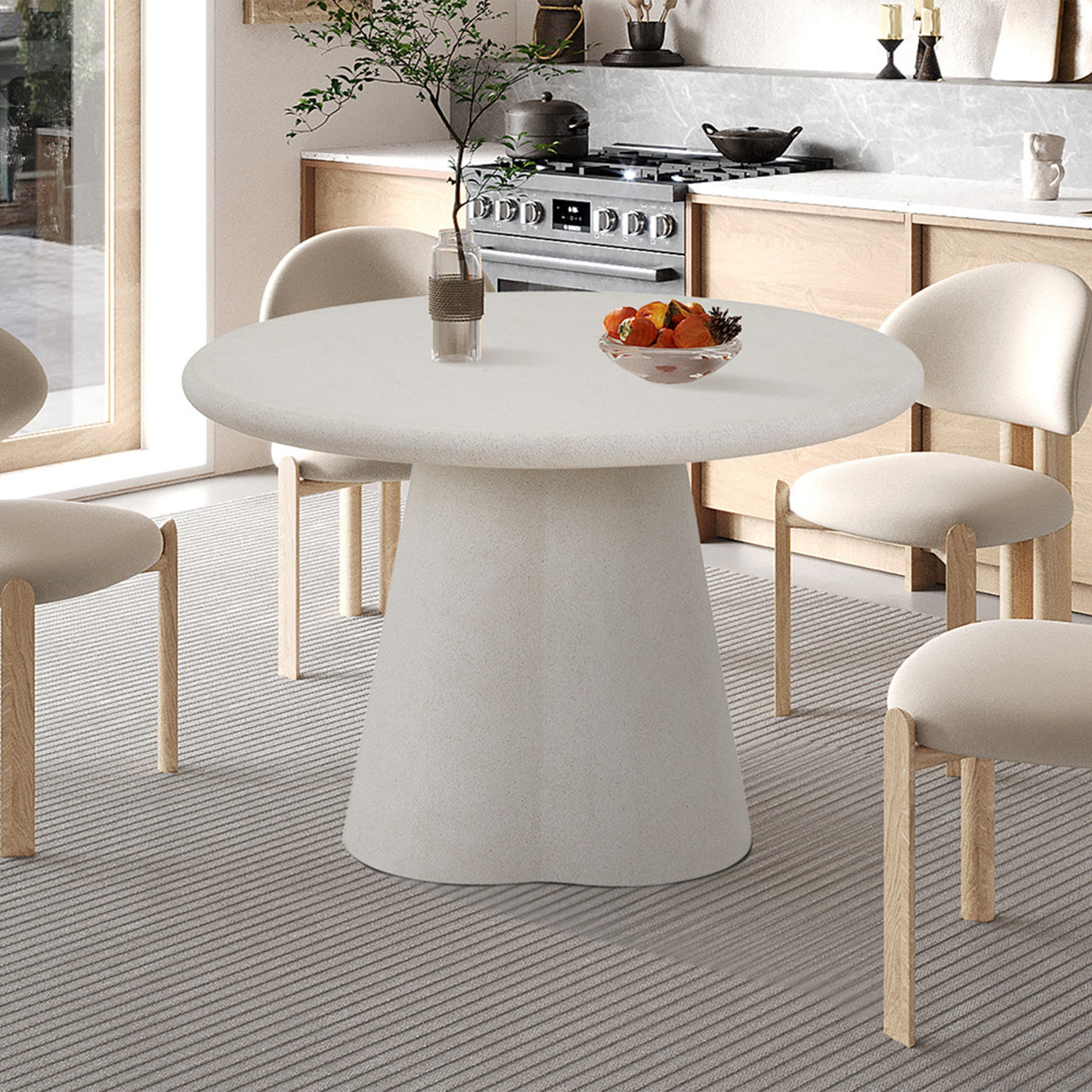 FARO Table à manger ronde couleur ciment 120 cm - Table à manger - Mobilier Deco