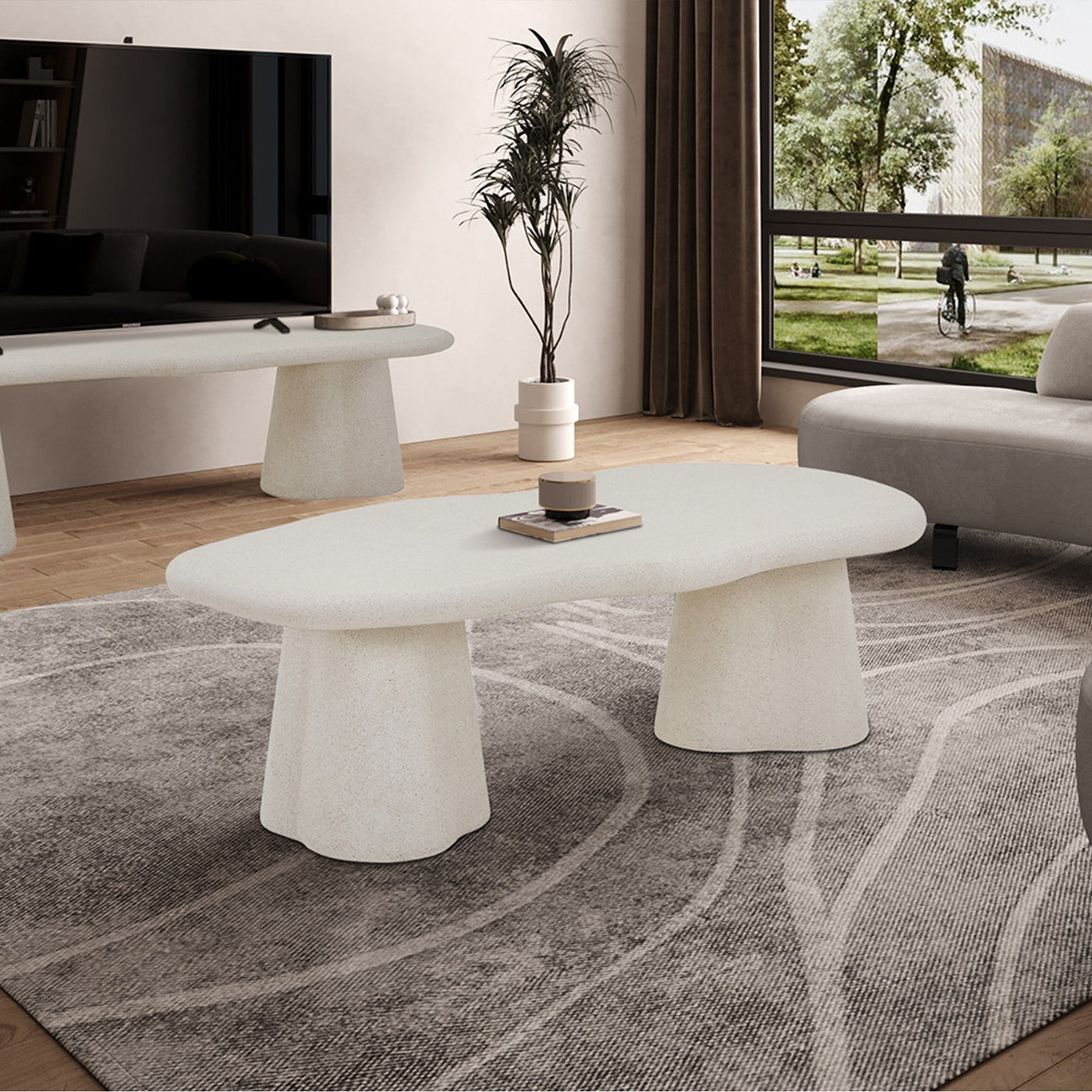 FARO Table basse couleur ciment 130 cm - Table basse - Mobilier Deco