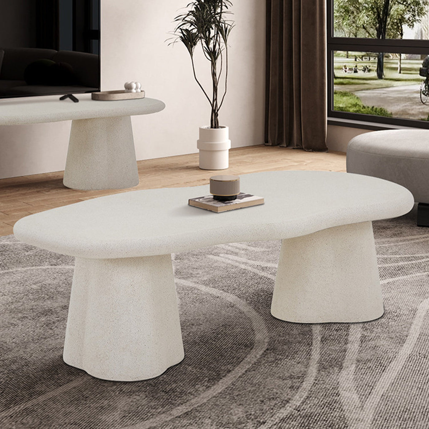 FARO Table basse couleur ciment 130 cm - Table basse - Mobilier Deco