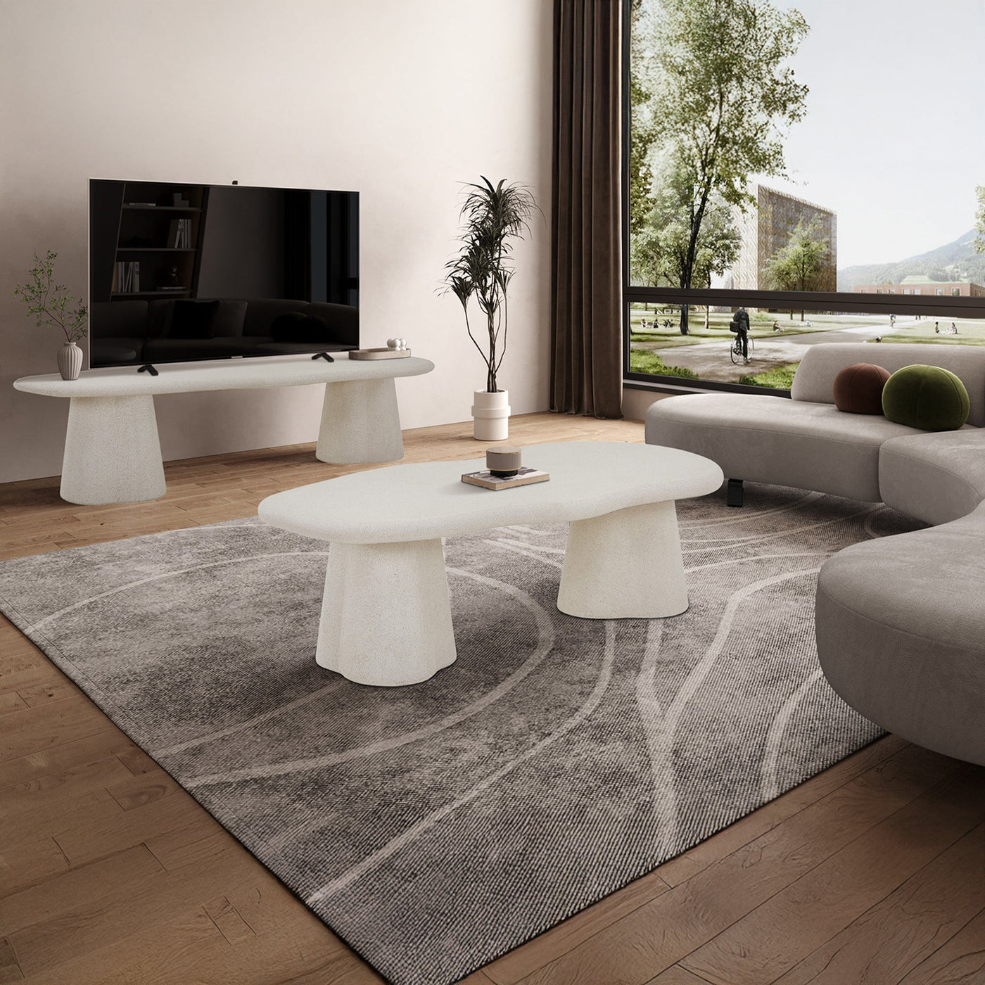 FARO Table basse couleur ciment 130 cm - Table basse - Mobilier Deco