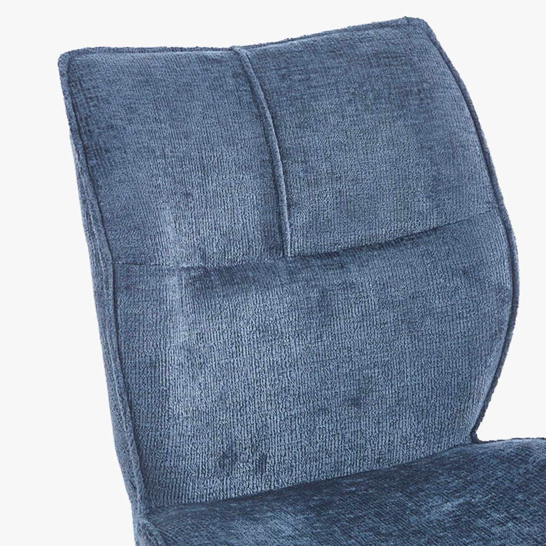 FAYE Lot de 2 chaises en tissu bleu pieds en métal noir - Chaise de repas - Mobilier Deco