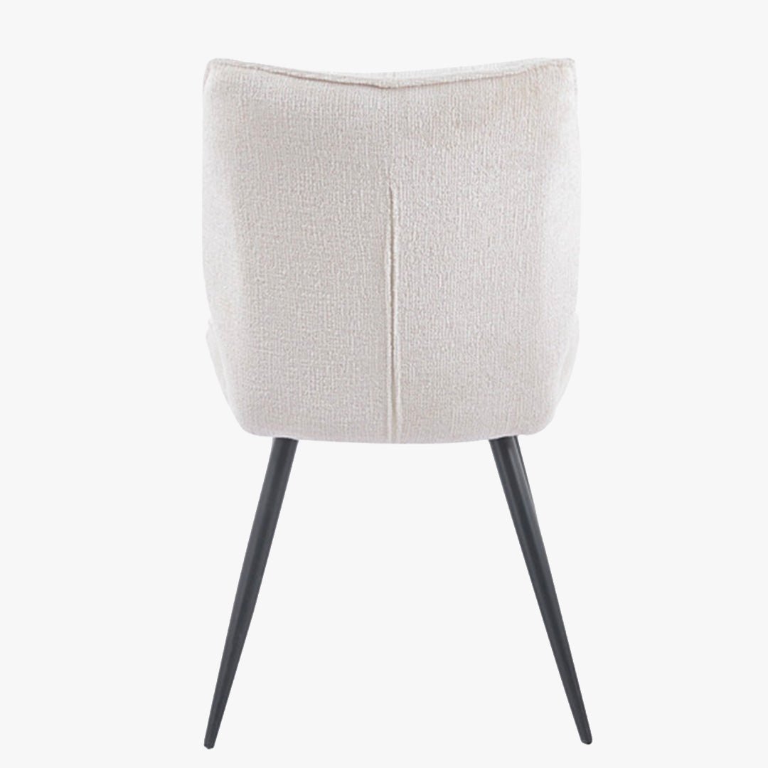 FAYE Lot de 2 chaises en tissu écru pieds en métal noir - Chaise de repas - Mobilier Deco