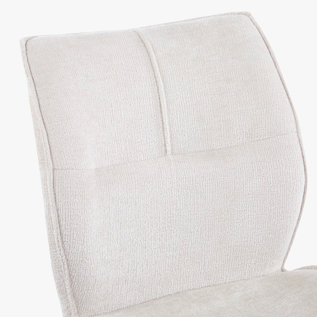 FAYE Lot de 2 chaises en tissu écru pieds en métal noir - Chaise de repas - Mobilier Deco