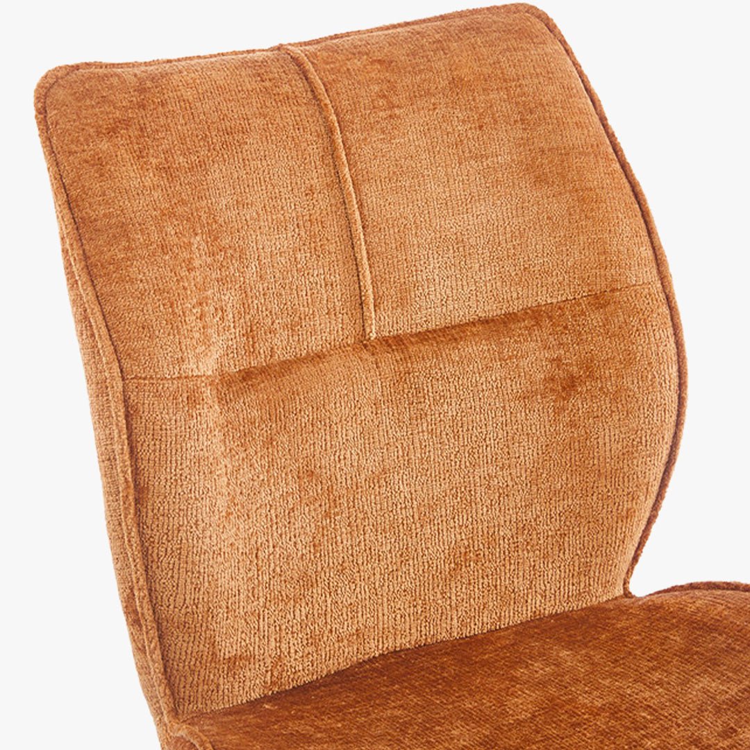 FAYE Lot de 2 chaises en tissu orange pieds en métal noir - Chaise de repas - Mobilier Deco