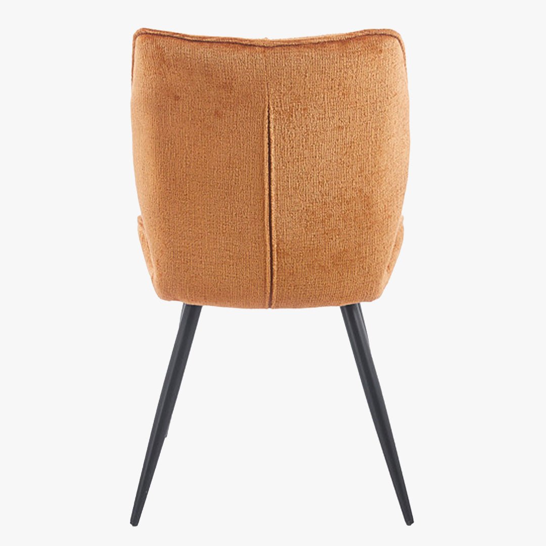 FAYE Lot de 2 chaises en tissu orange pieds en métal noir - Chaise de repas - Mobilier Deco