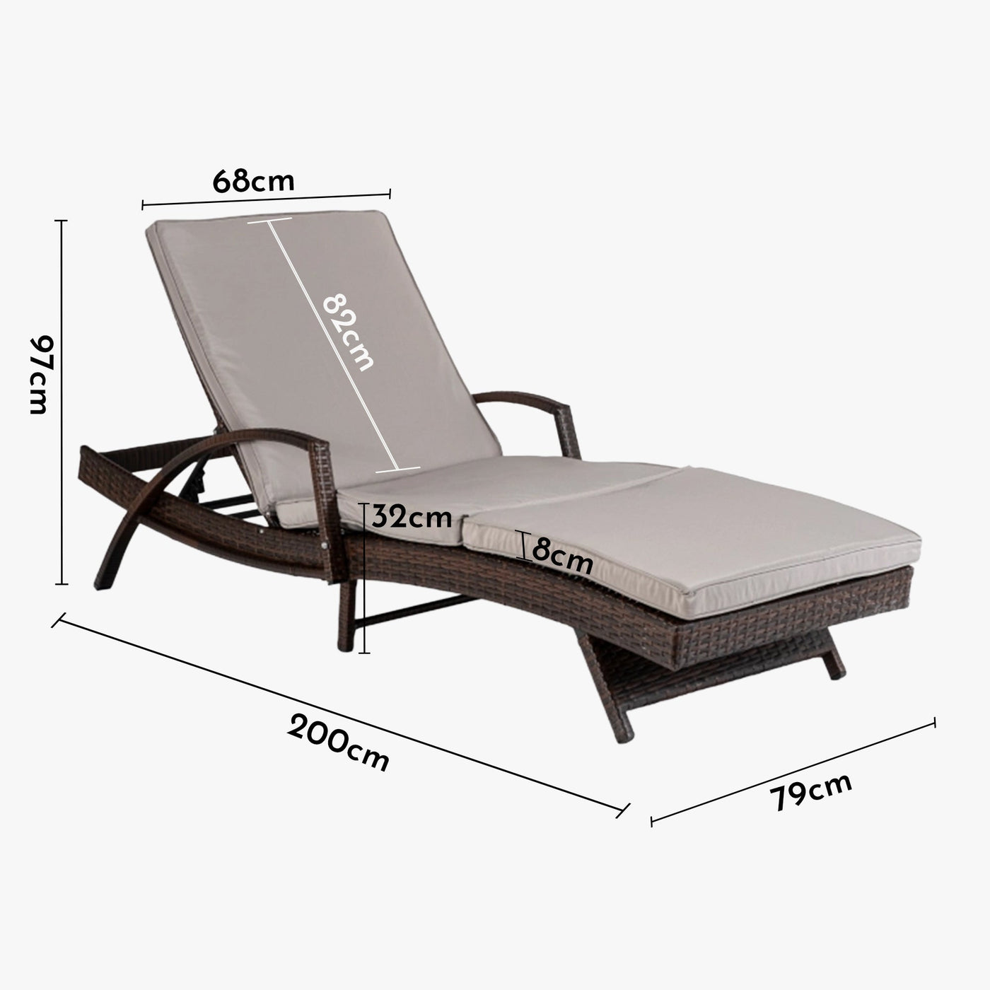 FELIZ Fauteuil de jardin inclinable gris et marron - Mobilier de jardin - Mobilier Deco