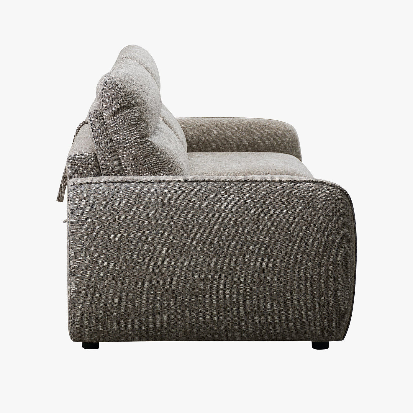 FELYA Canapé 3 places convertible matelas 12 cm en tissu taupe - Canapés convertibles - Mobilier Deco