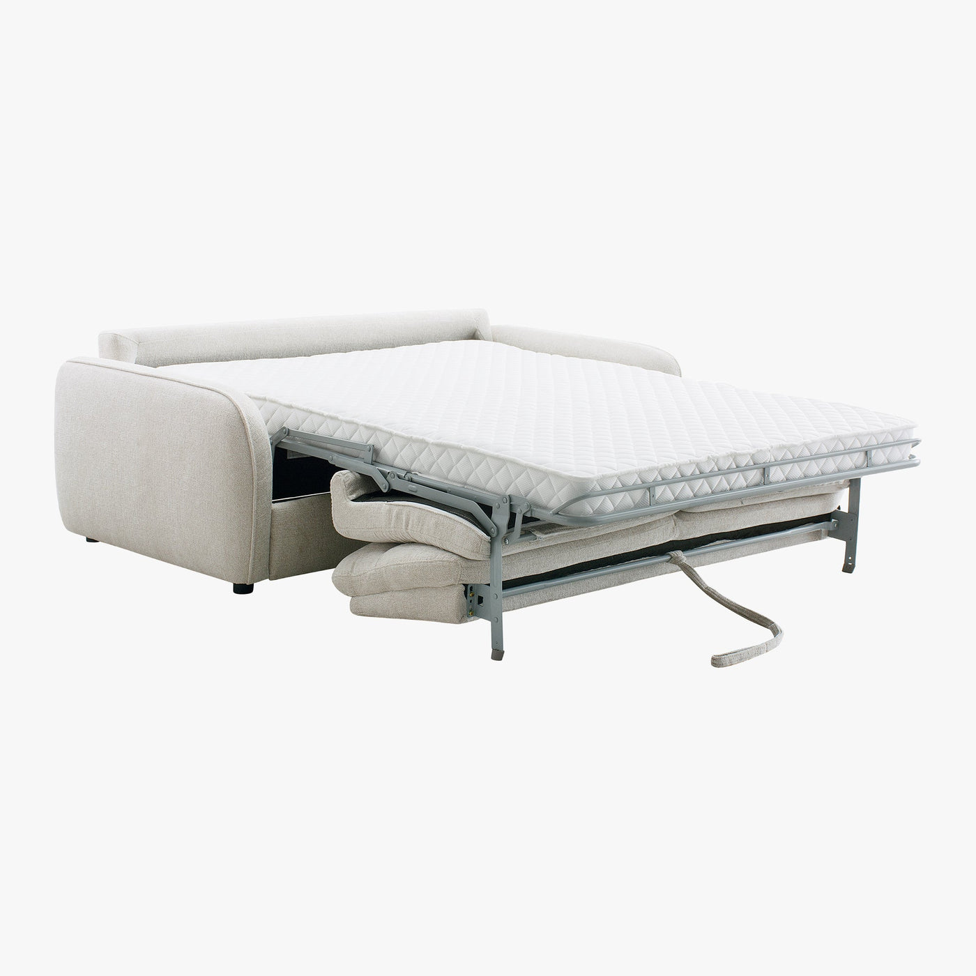 FELYA Canapé 3 places convertible matelas intégré en tissu écru - Canapés convertibles - Mobilier Deco