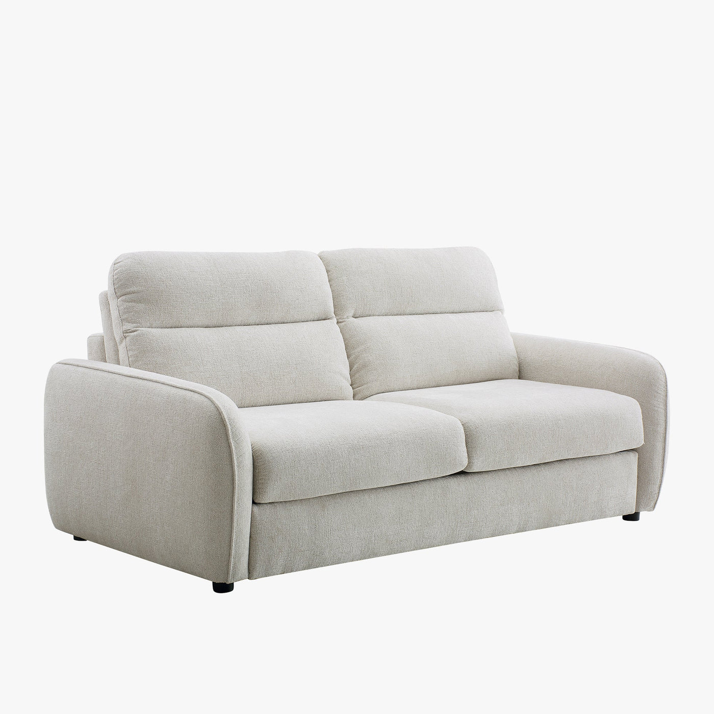 FELYA Canapé 3 places convertible matelas intégré en tissu écru - Canapés convertibles - Mobilier Deco