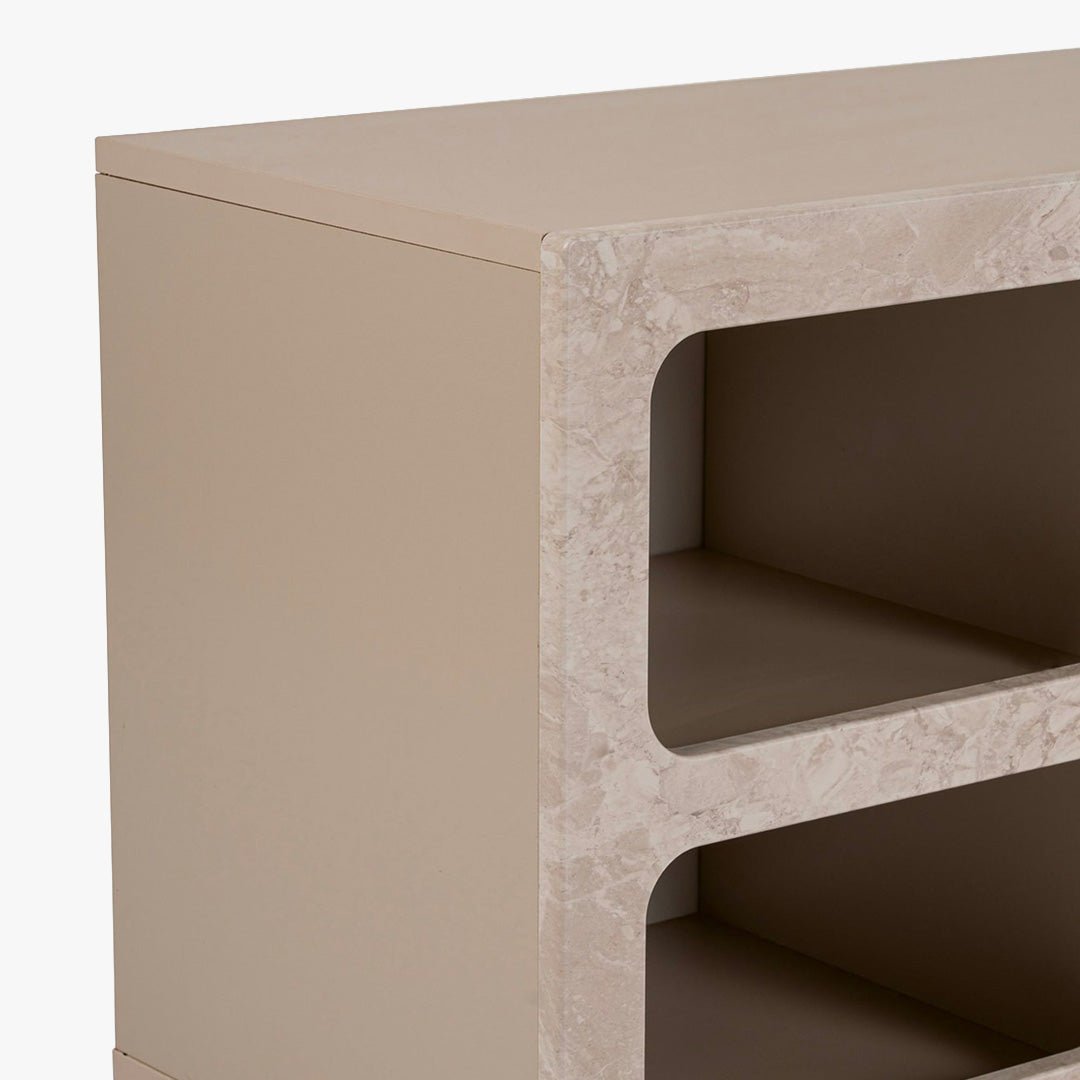 FIANA Meuble TV 7 niches beige - Meuble TV - Mobilier Deco