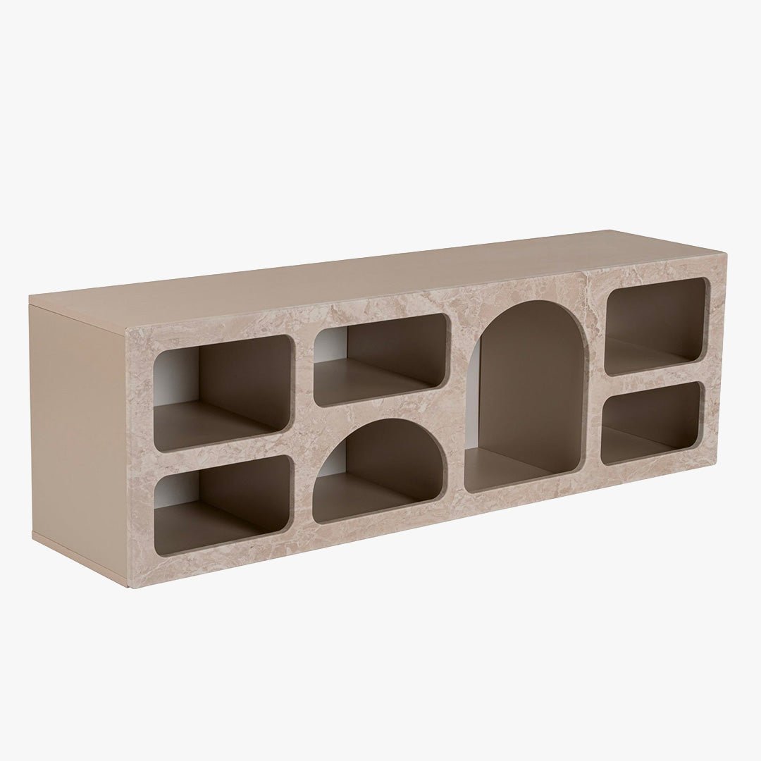 FIANA Meuble TV 7 niches beige - Meuble TV - Mobilier Deco