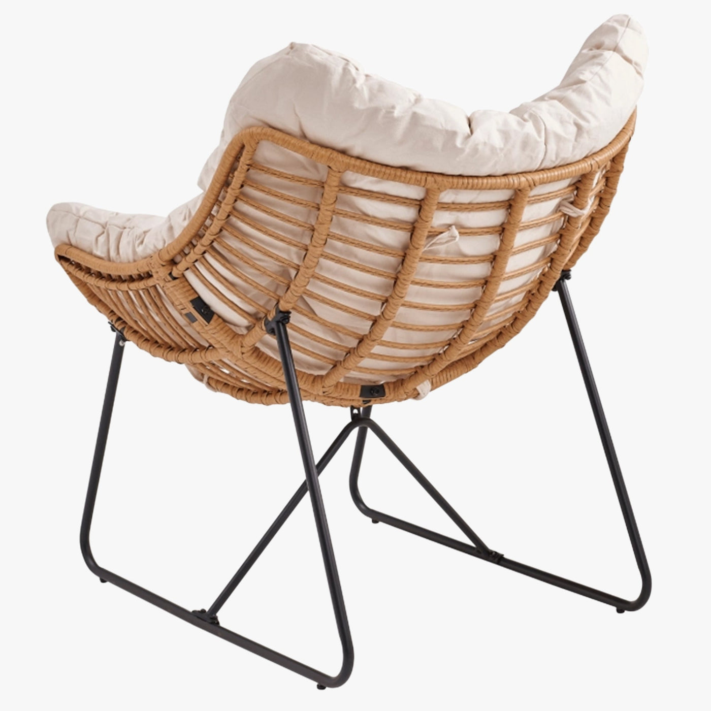 FINN Fauteuil de jardin beige pieds en métal noir - Mobilier de jardin - Mobilier Deco
