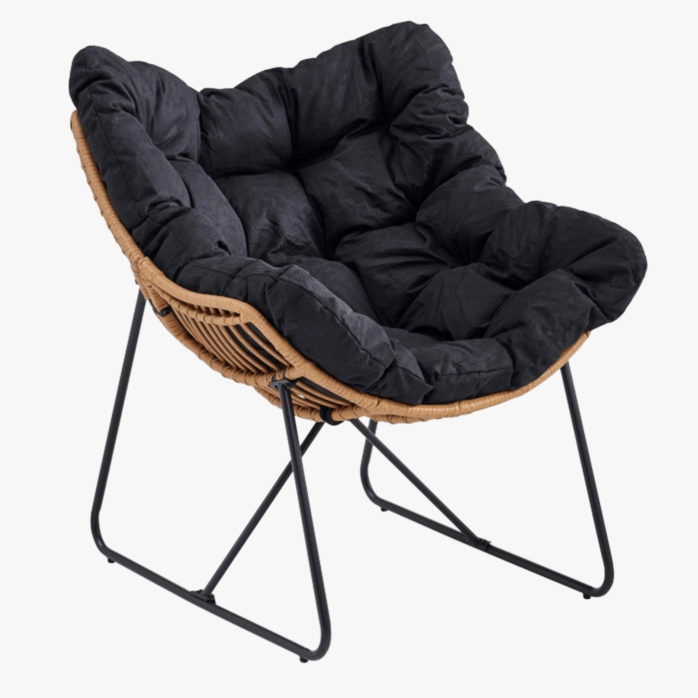 FINN Fauteuil de jardin noir pieds en métal noir - Mobilier de jardin - Mobilier Deco