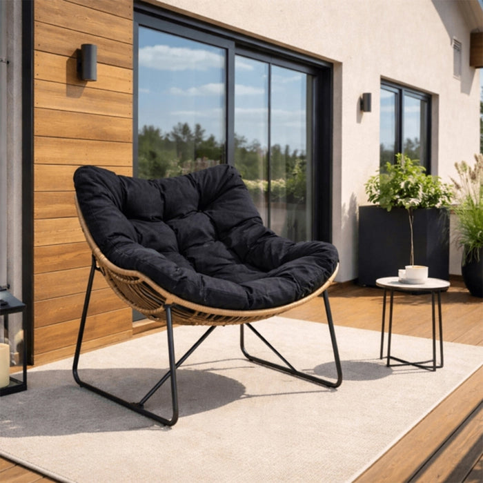 FINN Fauteuil de jardin noir pieds en métal noir – Mobilier de jardin Mobilier Deco