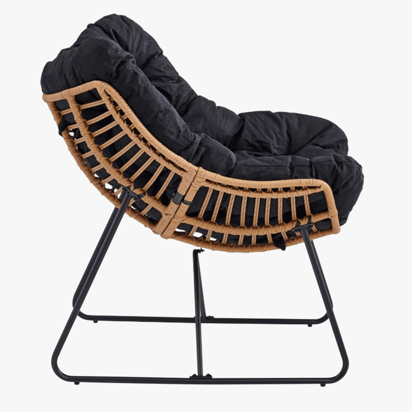 FINN Fauteuil de jardin noir pieds en métal noir - Mobilier de jardin - Mobilier Deco
