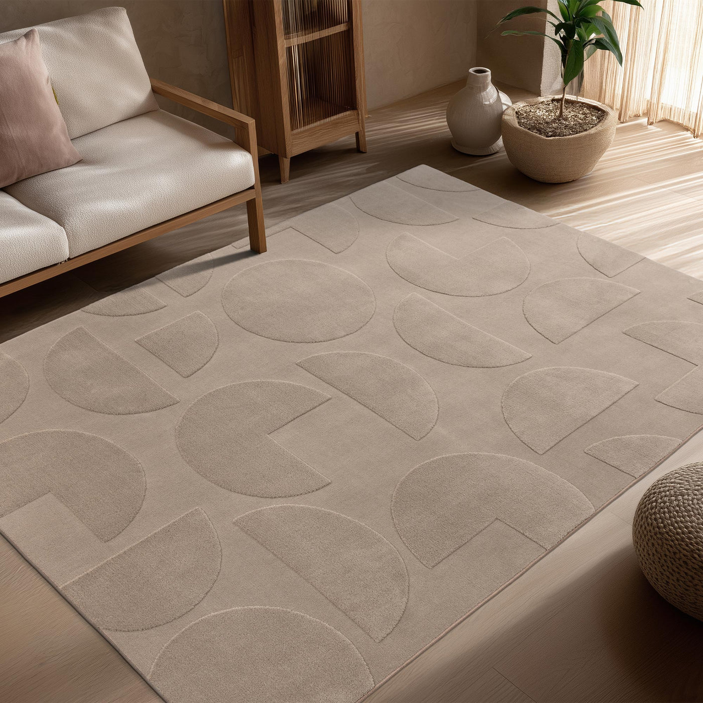 FOCUS Tapis en tissu doux à motif taupe - 160x230 cm - Tapis - Mobilier Deco