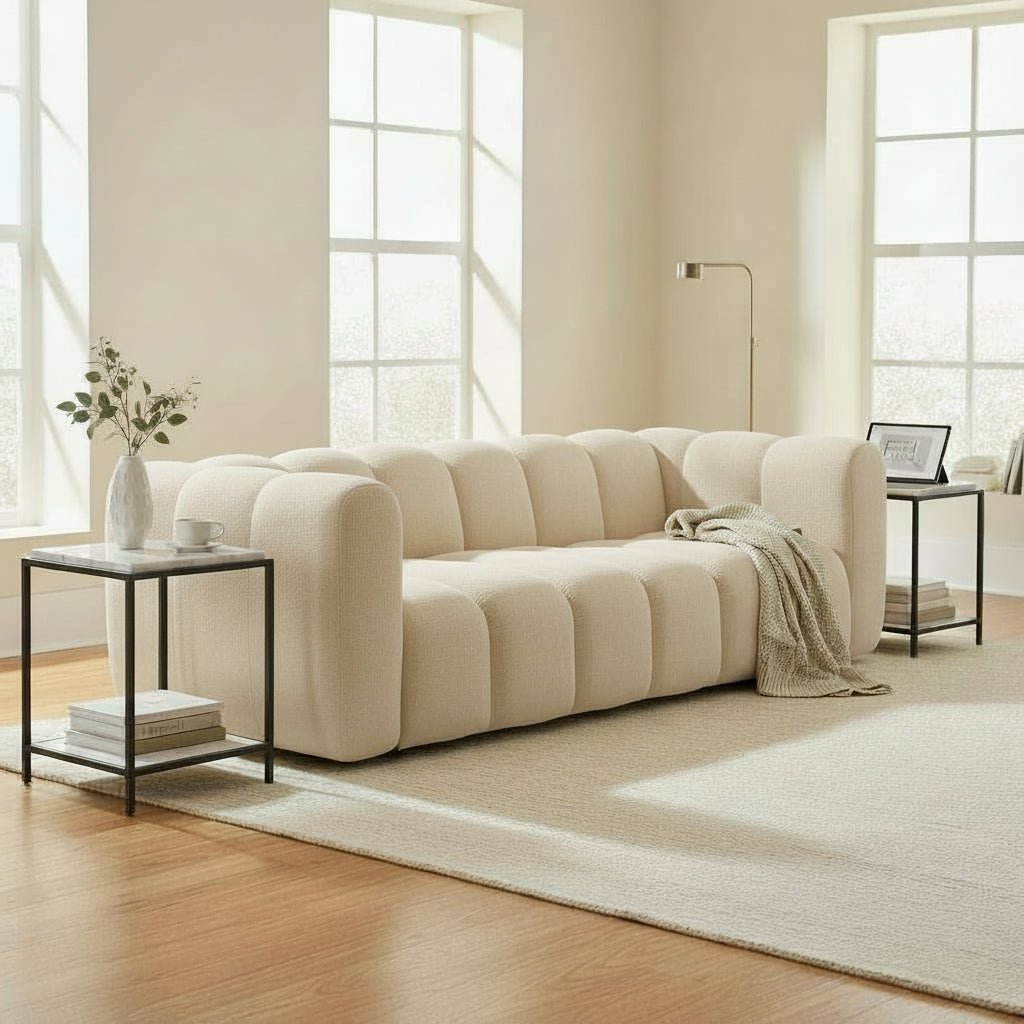 GABY Canapé 3 places en tissu beige - Canapés fixes - Mobilier Deco