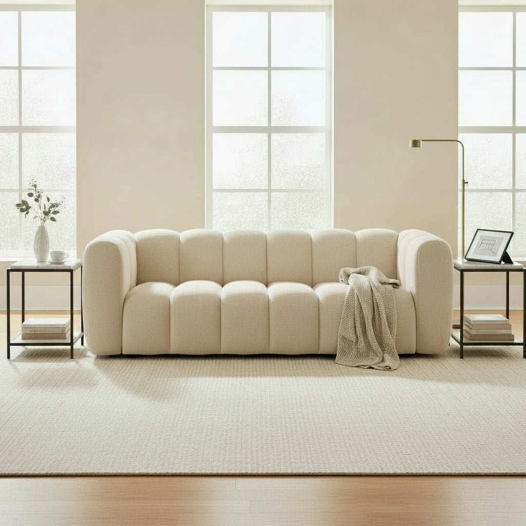 GABY Canapé 3 places en tissu beige - Canapés fixes - Mobilier Deco