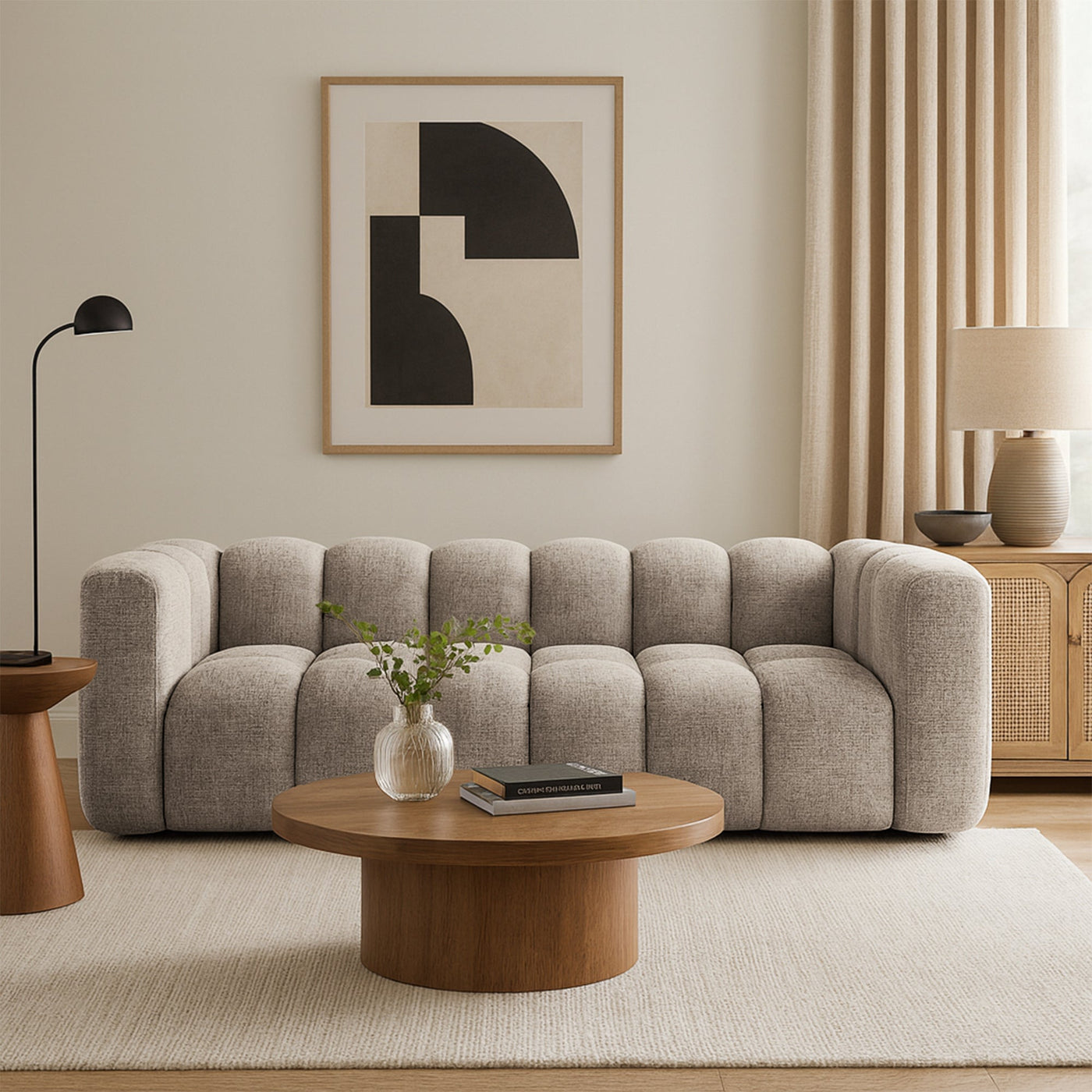 GABY Canapé 3 places en tissu taupe - Canapés fixes - Mobilier Deco