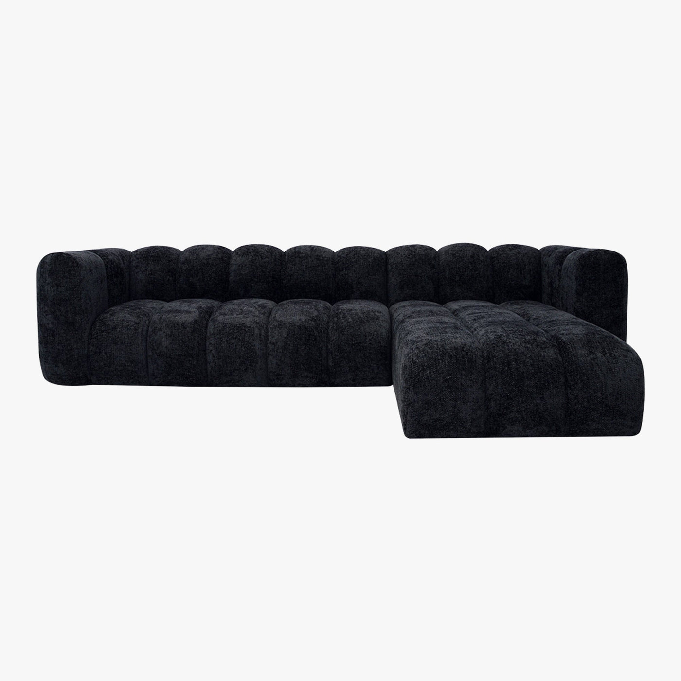 GABY Canapé d'angle réversible en tissu noir - Canapés d'angle - Mobilier Deco