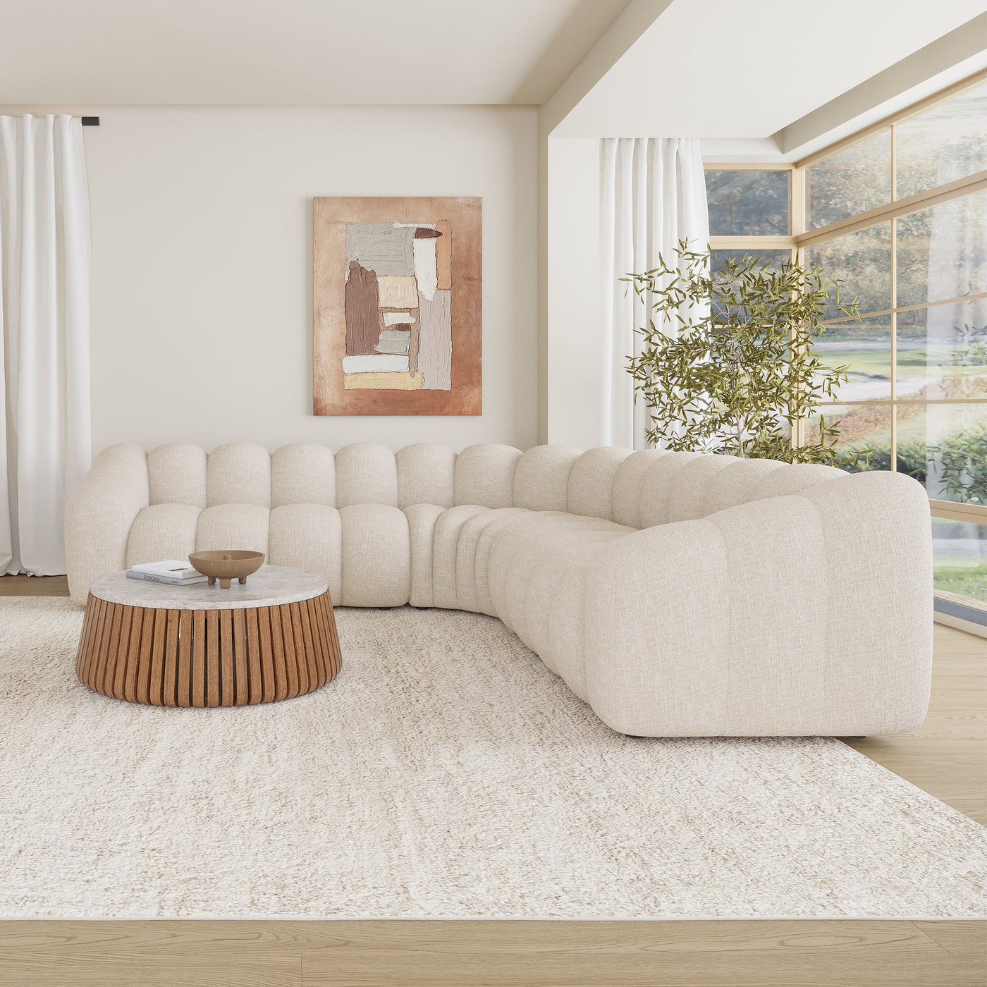 GABY XL Canapé d'angle réversible en tissu beige - Canapés d'angle - Mobilier Deco
