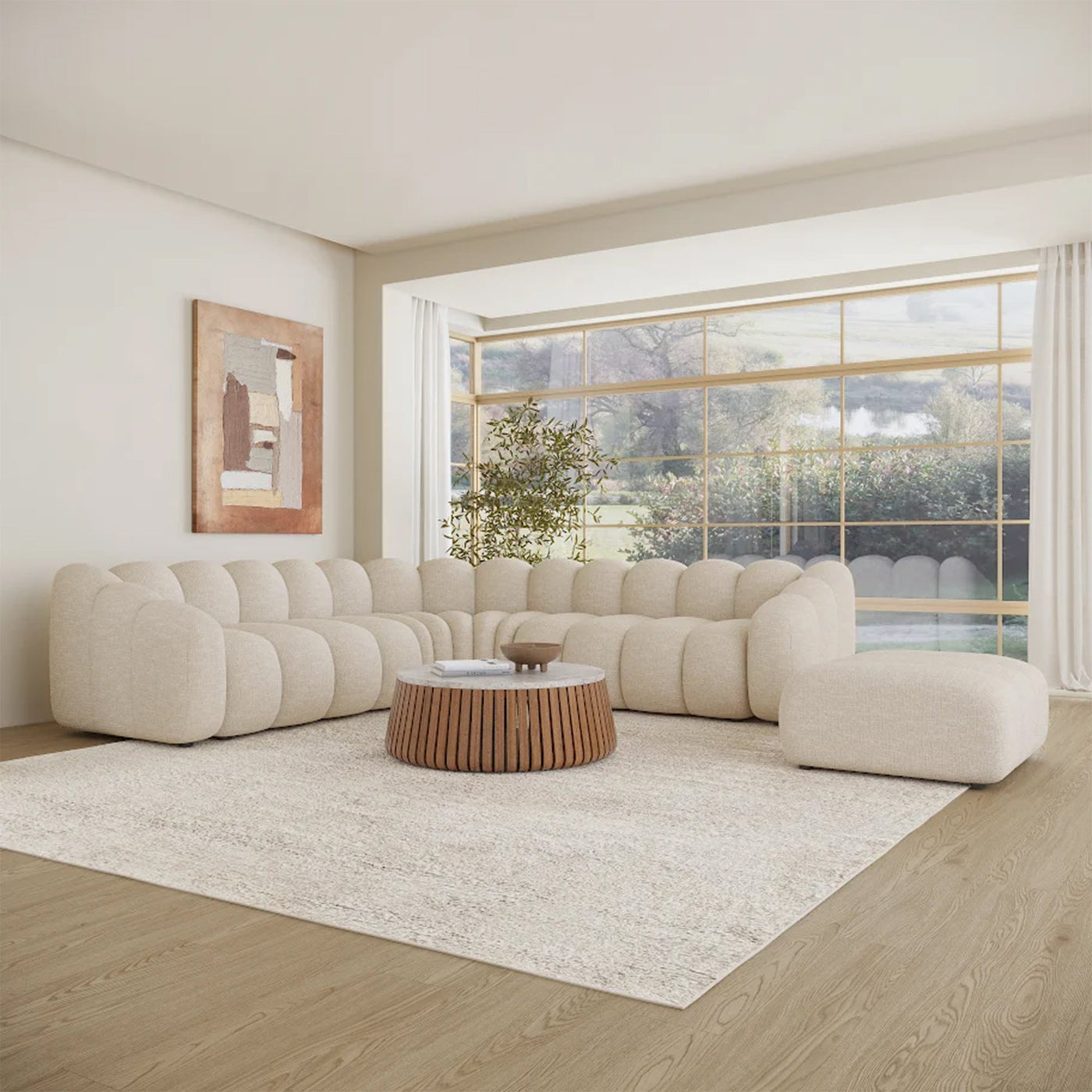 GABY XL Canapé d'angle réversible en tissu beige - Canapés d'angle - Mobilier Deco