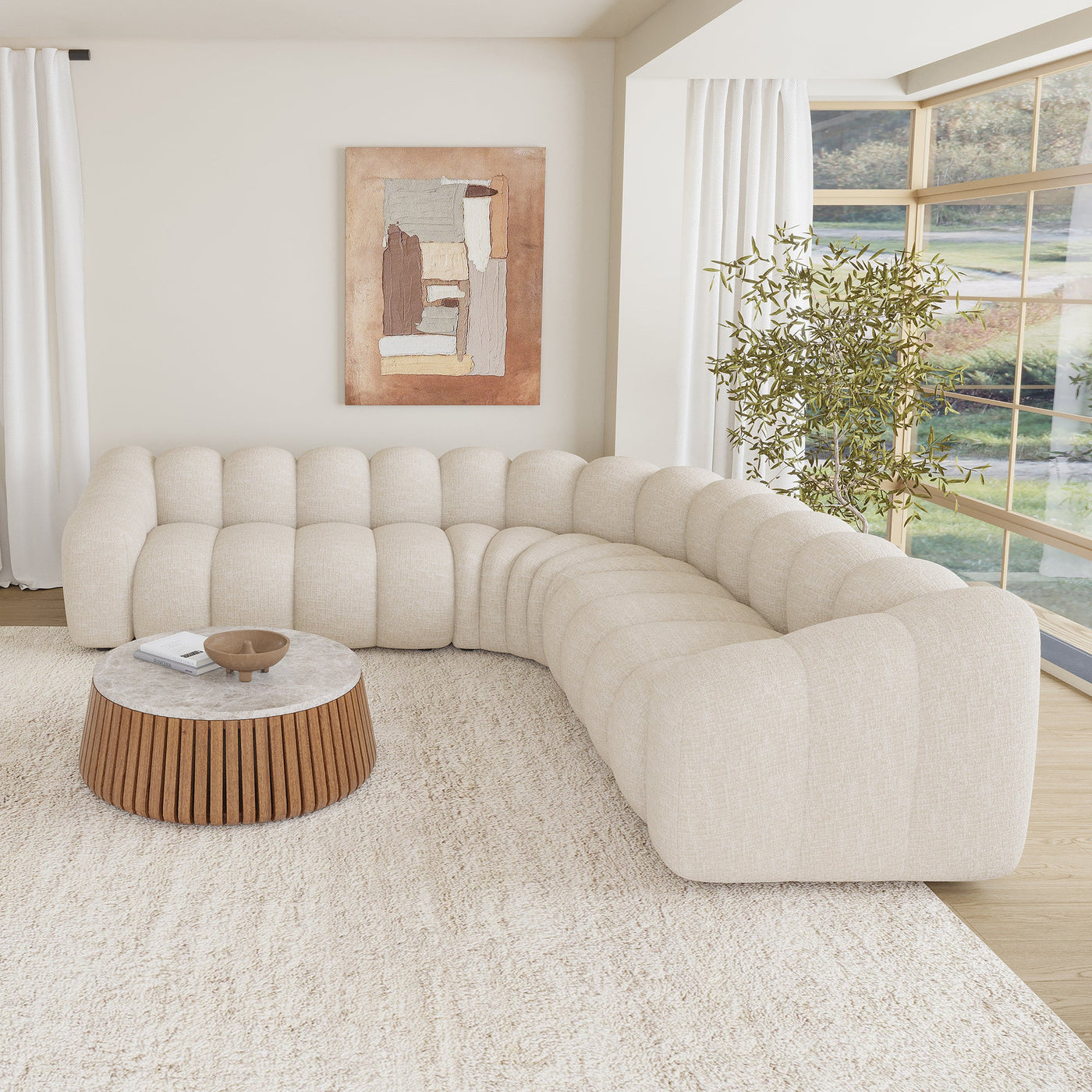 GABY XL Canapé d'angle réversible en tissu beige - Canapés d'angle - Mobilier Deco