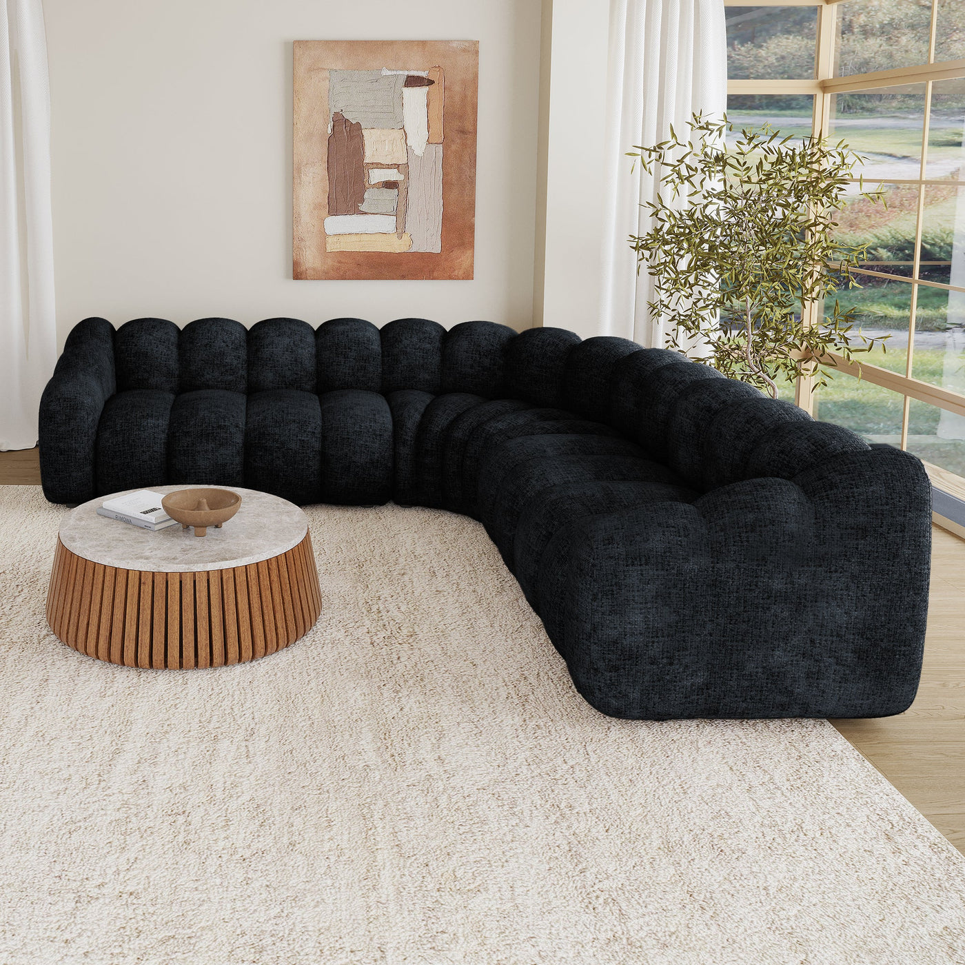 GABY XL Canapé d'angle réversible en tissu noir - Canapés d'angle - Mobilier Deco