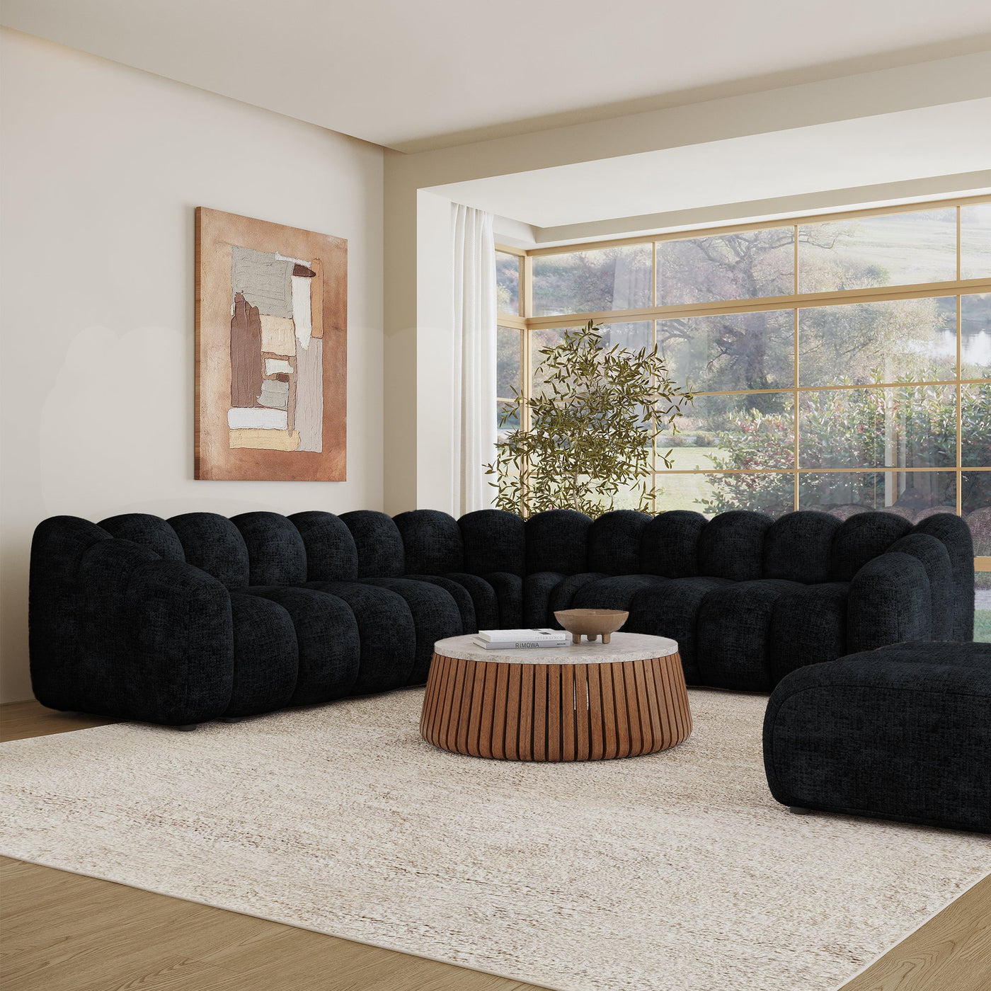 GABY XL Canapé d'angle réversible en tissu noir - Canapés d'angle - Mobilier Deco