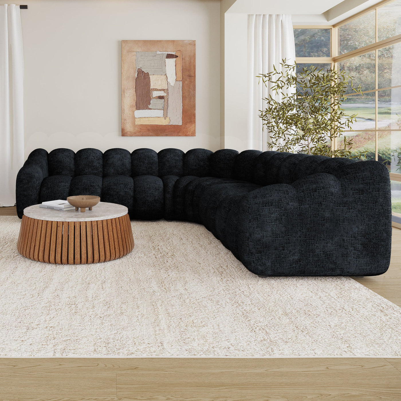 GABY XL Canapé d'angle réversible en tissu noir - Canapés d'angle - Mobilier Deco
