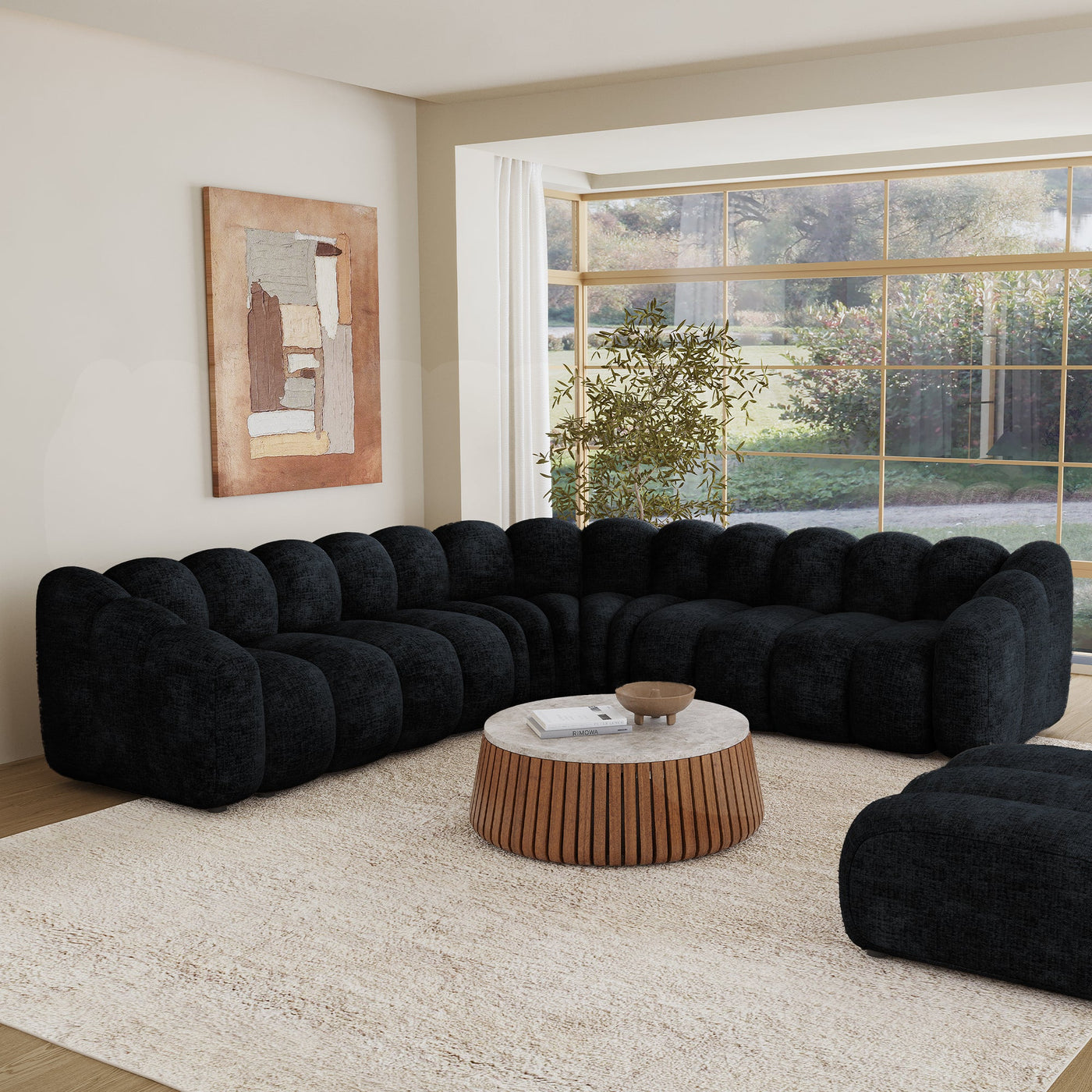 GABY XL Canapé d'angle réversible en tissu noir - Canapés d'angle - Mobilier Deco