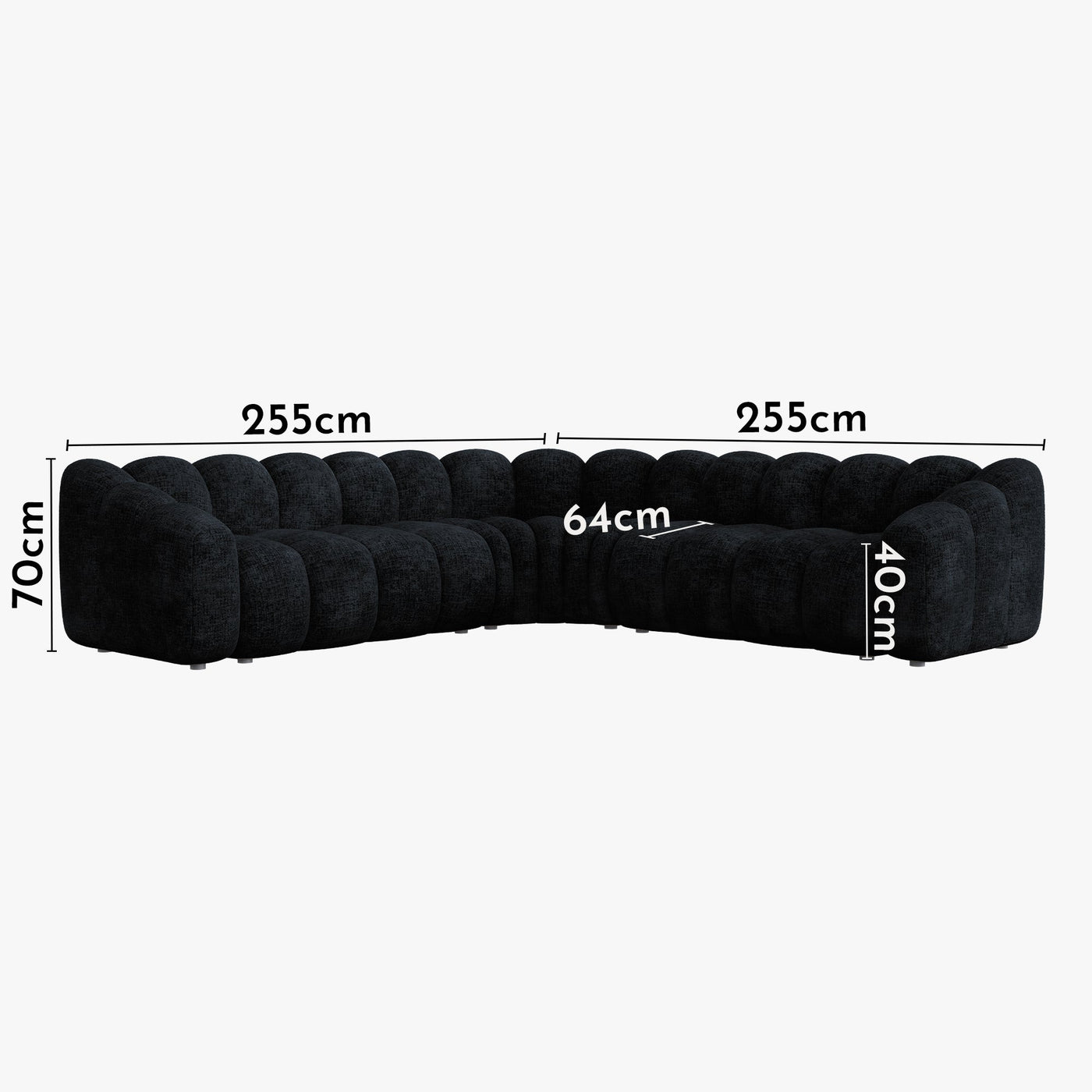 GABY XL Canapé d'angle réversible en tissu noir - Canapés d'angle - Mobilier Deco