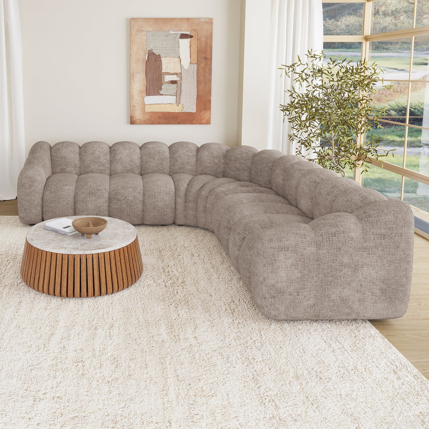 GABY XL Canapé d'angle réversible en tissu taupe - Canapés d'angle - Mobilier Deco