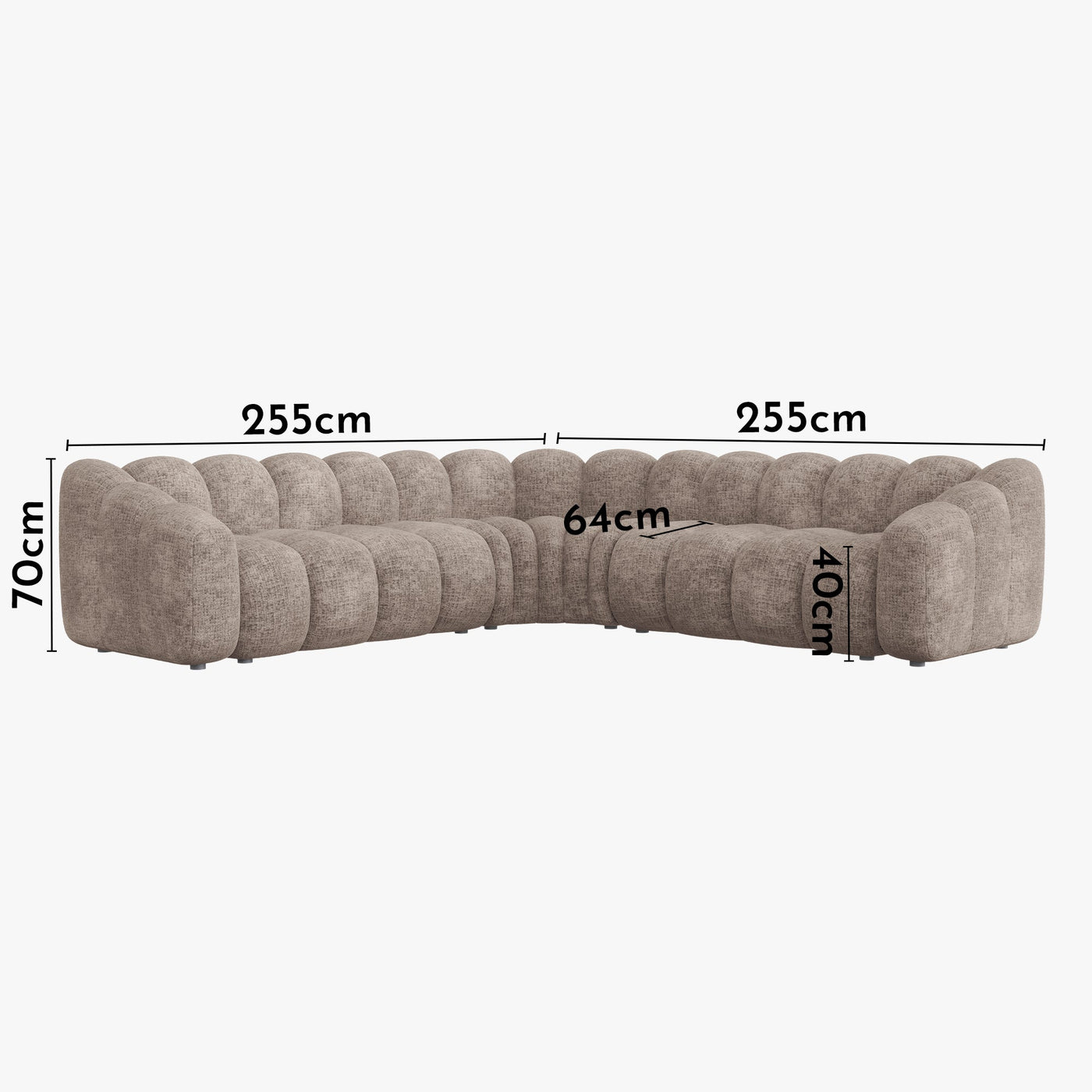 GABY XL Canapé d'angle réversible en tissu taupe - Canapés d'angle - Mobilier Deco